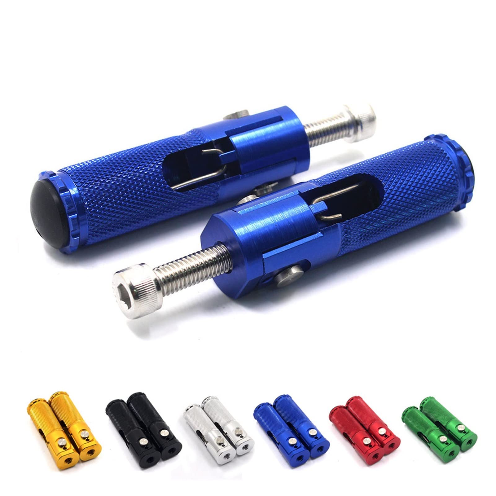 Universal Motorcycle Racing Folding Footpegs - CNC Replacement Footrests for Sport Bikes (Blue) - Durable Rear Pedals for Track Racing & Street Riding