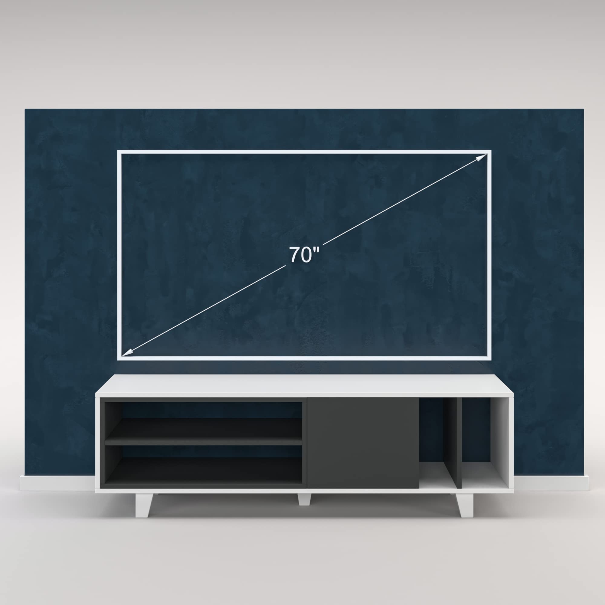 Modern White & Anthracite TV Stand with Storage - 18.5