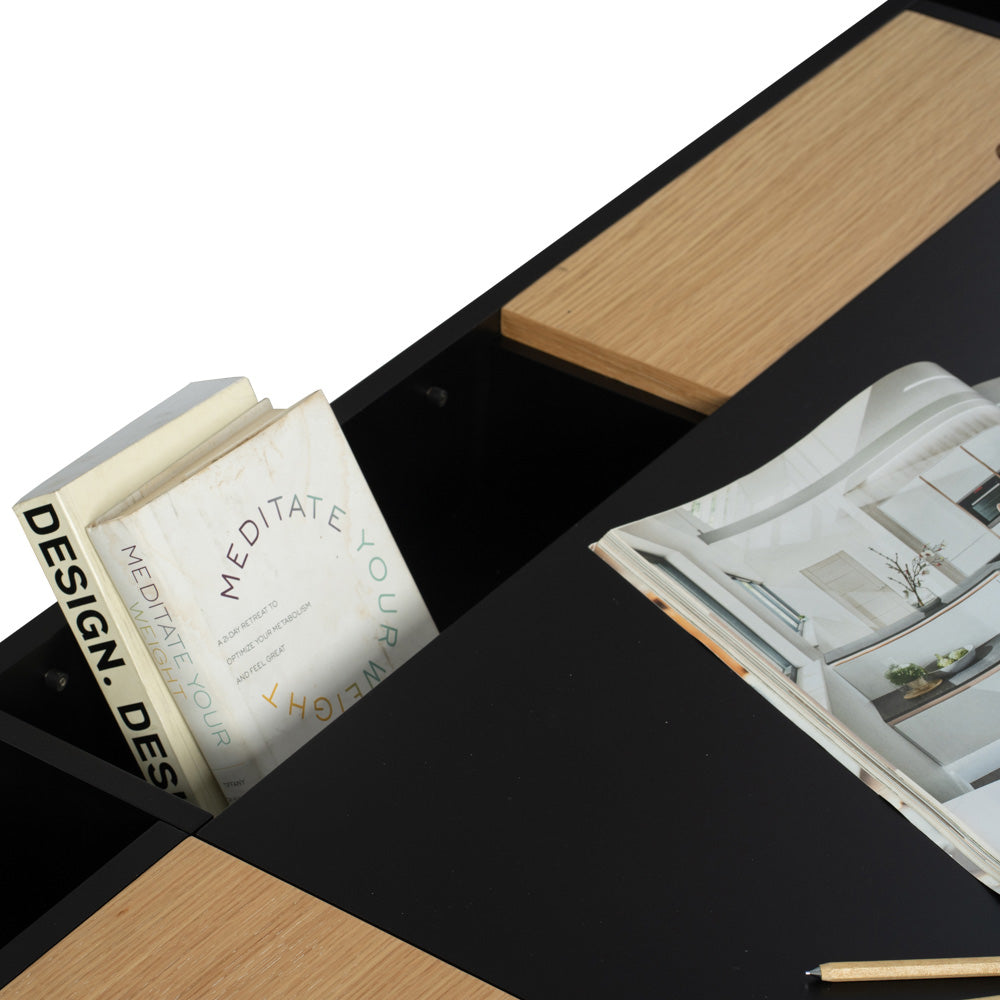 MORSE 140cm Study Desk - Black & Oak Finish, Modern Home Office Desk for Students & Professionals, Perfect for Small Spaces & Dorm Rooms