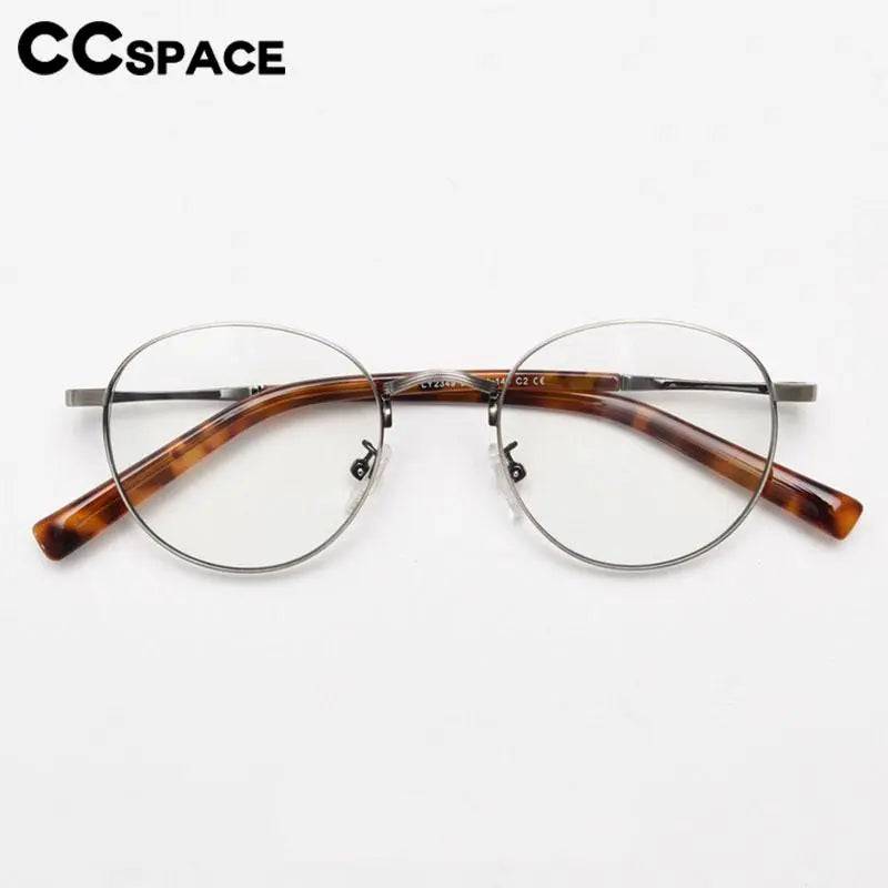 CCspace Unisex Full Rim Round Alloy Eyeglasses 56836 - Lightweight Metal Frame Glasses for Men & Women - Perfect for Reading, Driving & Daily Wear