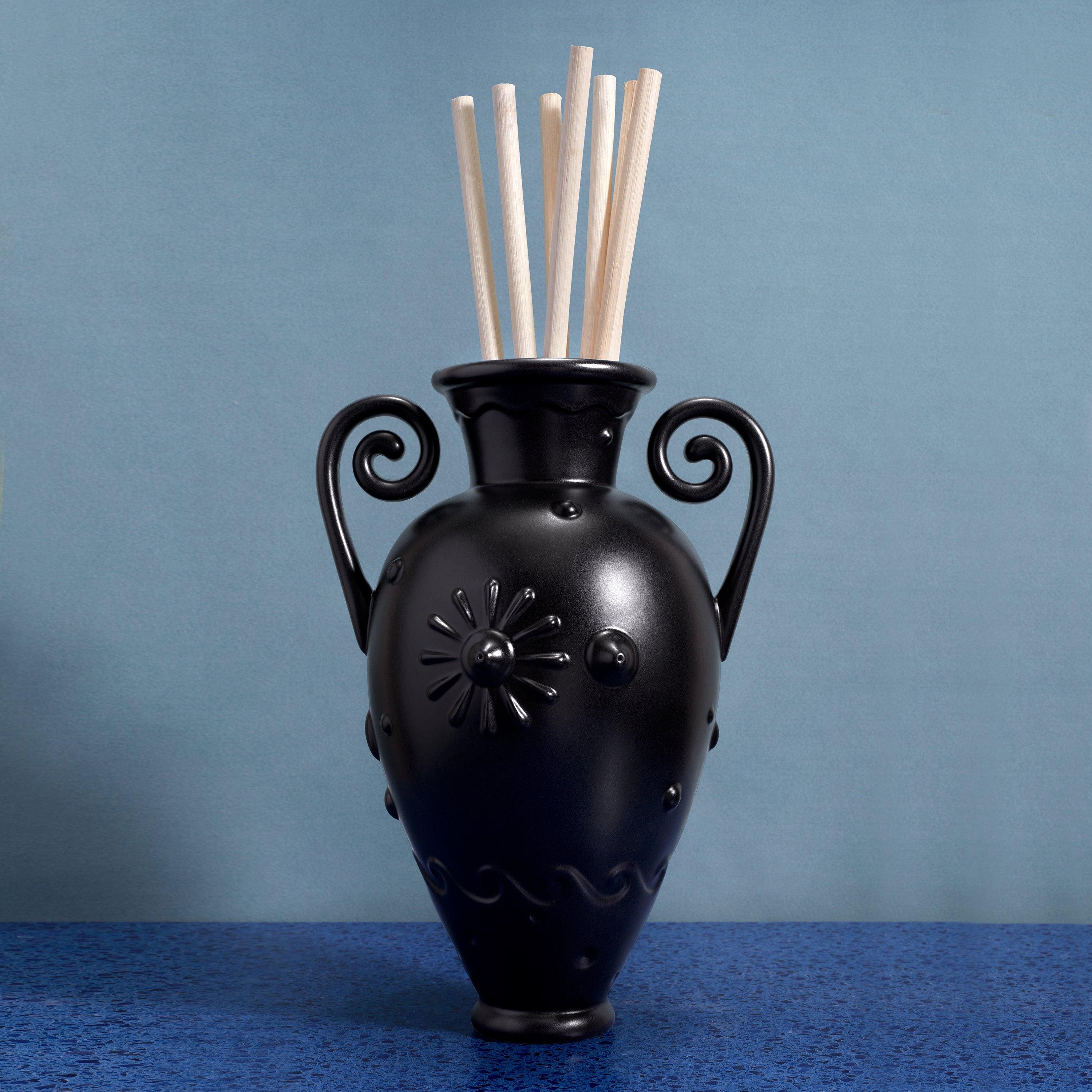 Pantheon Orpheus Amphora & Veti Vert Essential Oil Diffuser Set in Black - Premium Aromatherapy Kit for Home Spa, Yoga & Meditation Relaxation
