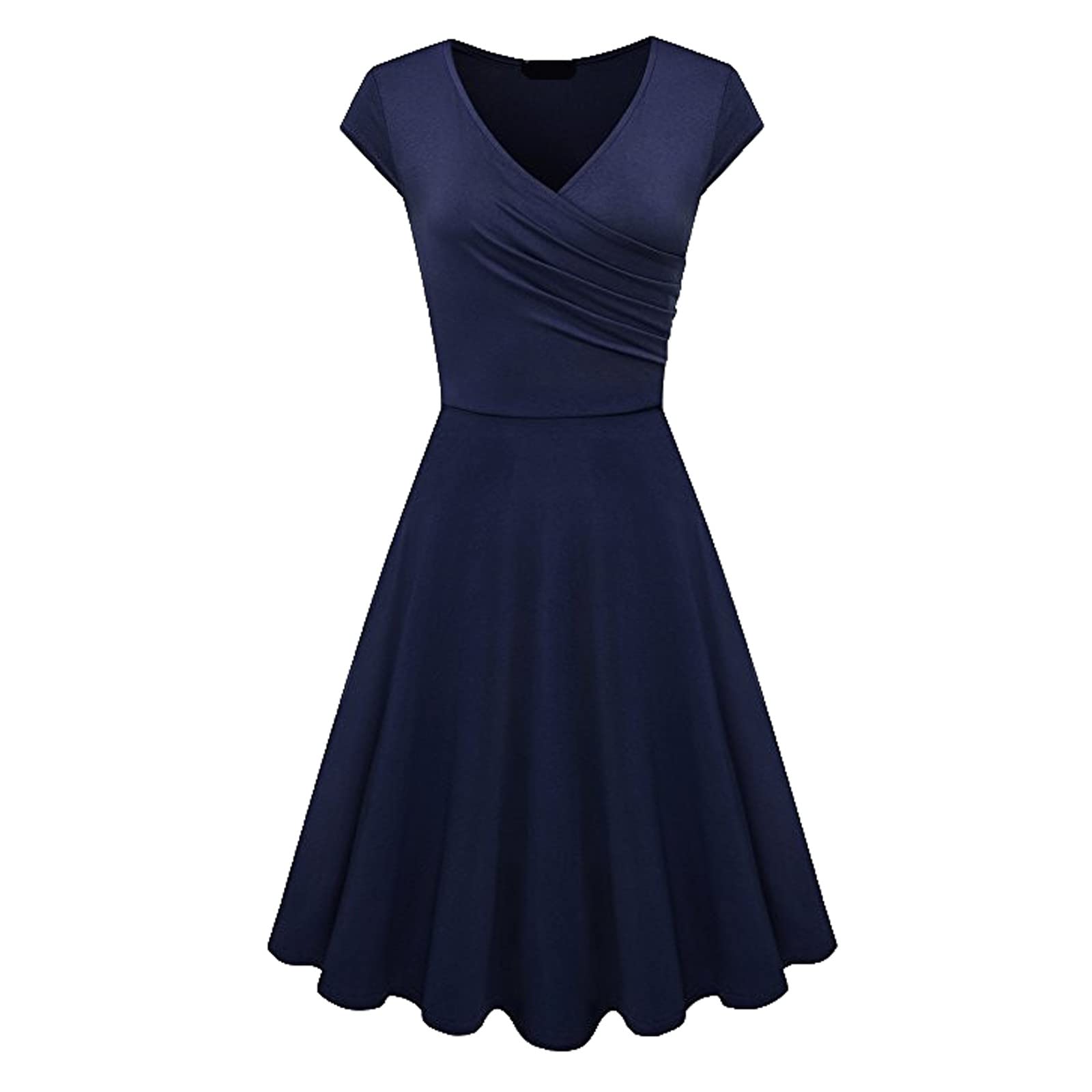 ADHOWBEW Women's Plus Size V-Neck Short Sleeve A-Line Dress - Elegant Wedding Guest & Homecoming Dress for Women | Perfect for Parties, Cocktail Events & Special Occasions