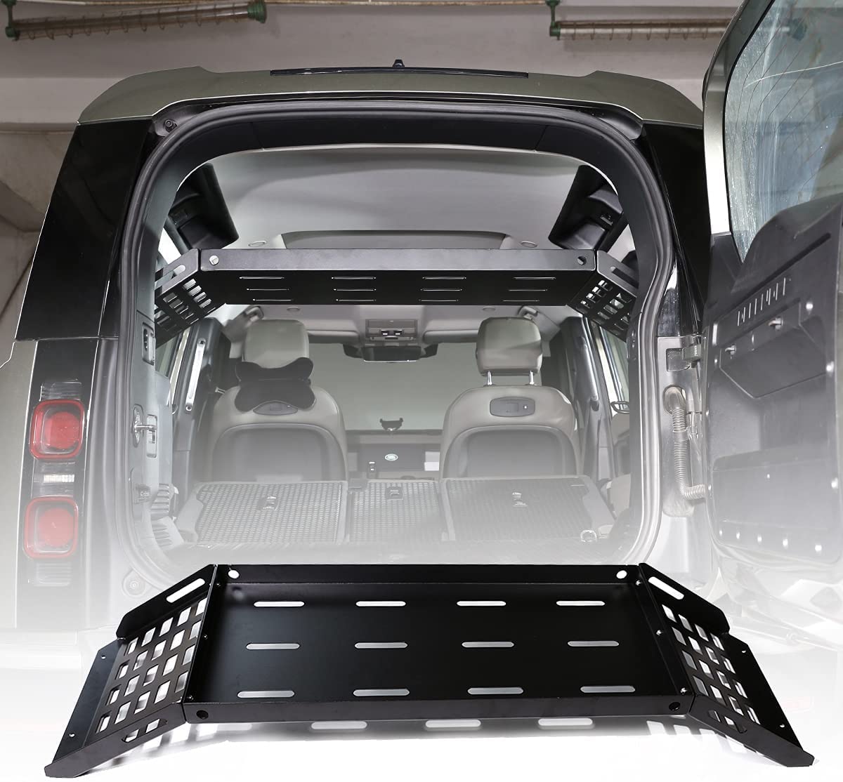 Black Aluminum Alloy Car Trunk Storage Basket Organizer for Land Rover Defender 110 2020-2022 - Auto Accessories & Cargo Carrier | Perfect for Road Trips, Camping Gear & Outdoor Adventures