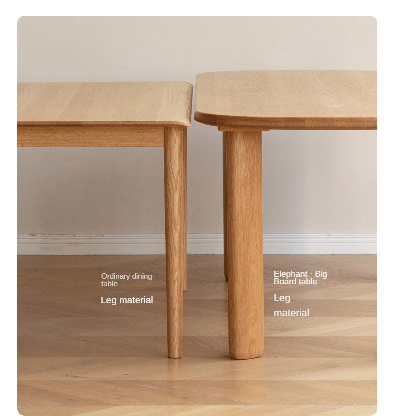Solid Oak Wood Round Corner Long Dining Table - Rustic Farmhouse Style for Family Gatherings & Dinner Parties