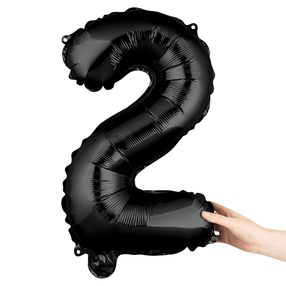 Balloonify Black Mylar Number 2 Balloon - 16 Inch Large Foil Balloon for Birthday Parties, Baby Showers & Anniversary Celebrations (1 Count Box)