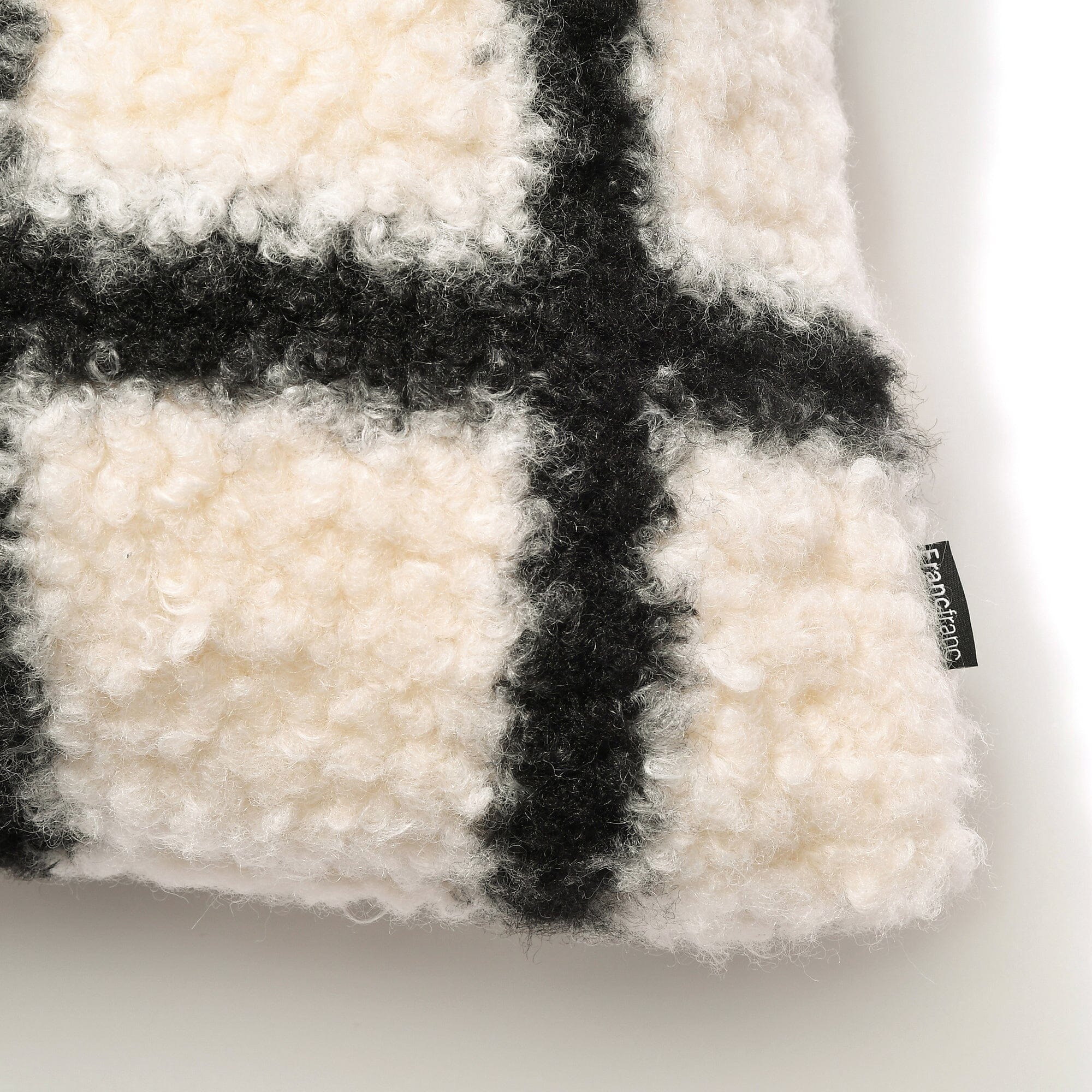 Checkered Boa Cushion Cover 18x18 Inches White and Black - Perfect for Sofa, Bed, and Home Decor