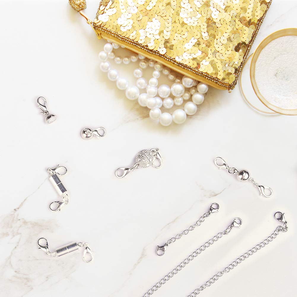 12-Piece QACOWW Necklace Extenders Set - Silver Chain Extenders for Necklaces, Bracelets & Anklets | Jewelry Making Supplies & DIY Accessories | Perfect for Adjusting Length & Custom Jewelry Designs