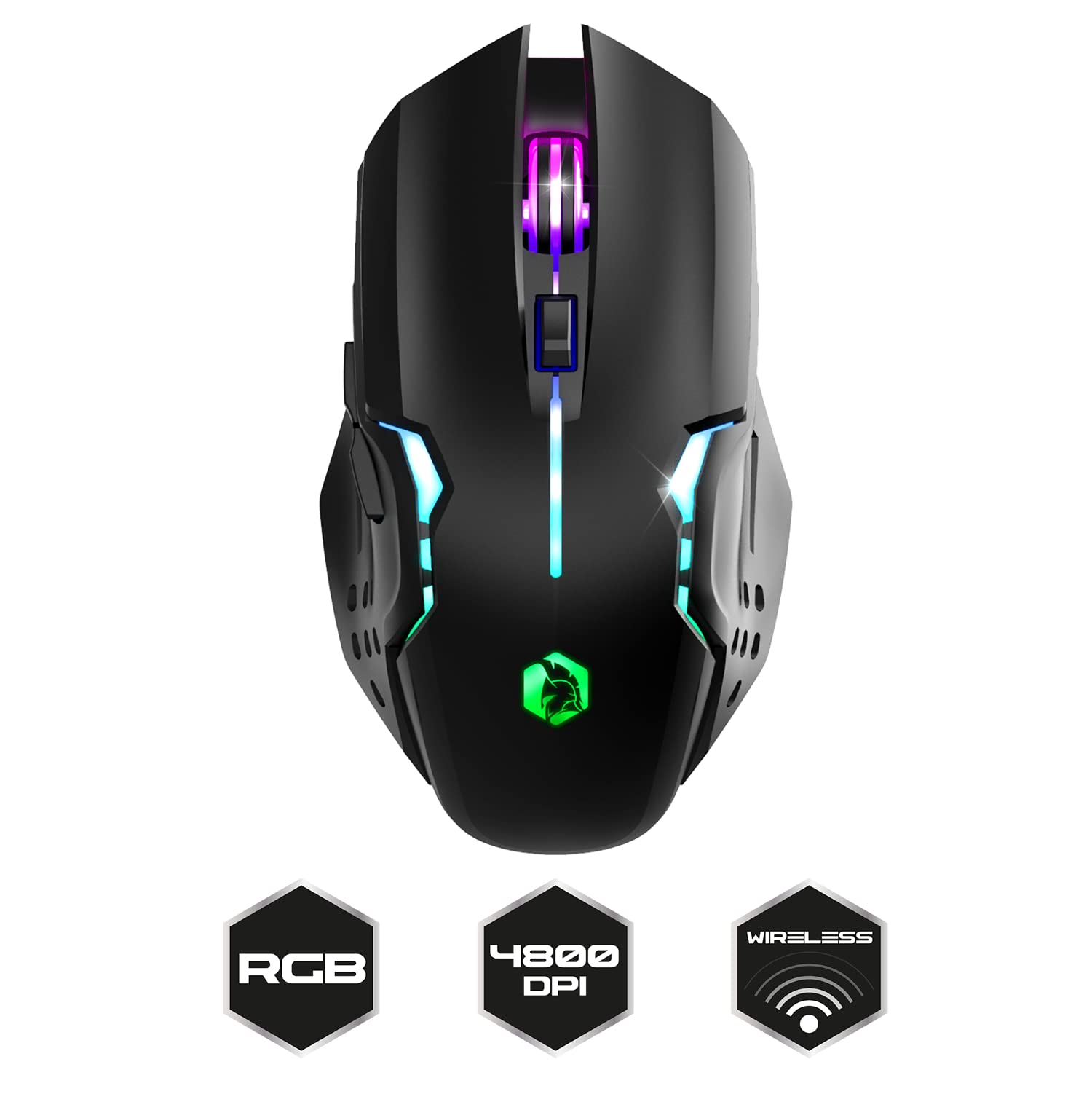 EMPIRE GAMING RF903 Wireless Gaming Mouse - 2.4GHz Rechargeable, RGB LED Backlit, Ergonomic Design, 4800 DPI, 500Hz Polling Rate - Compatible with PS4, PS5, Xbox One/Series, PC & Mac (Black) - Perfect for FPS, MOBA & Esports Gaming
