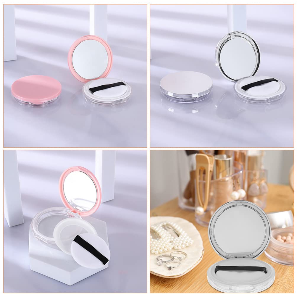 Minkissy 2-Piece Powder Puff Storage Box Set - Travel Makeup Organizer with Mini Sponges, Circle Mirrors & Clamshell Case | Perfect for Compact Powder, Loose Eye Shadow & On-the-Go Touch Ups