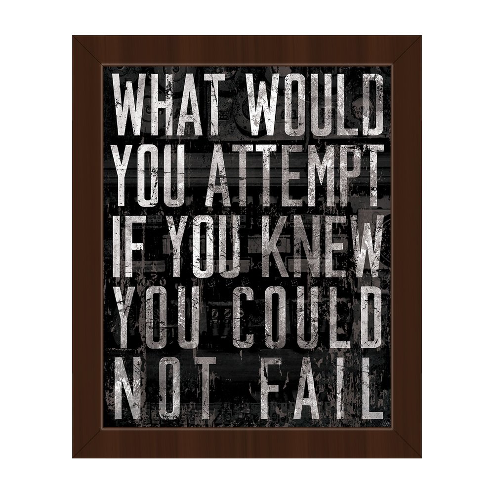 Inspirational Wall Art Print - 'What Would You Attempt if You Knew You Could Not Fail?' Motivational Quote Canvas with Espresso Frame - Perfect for Home Office, Living Room & Bedroom Decor