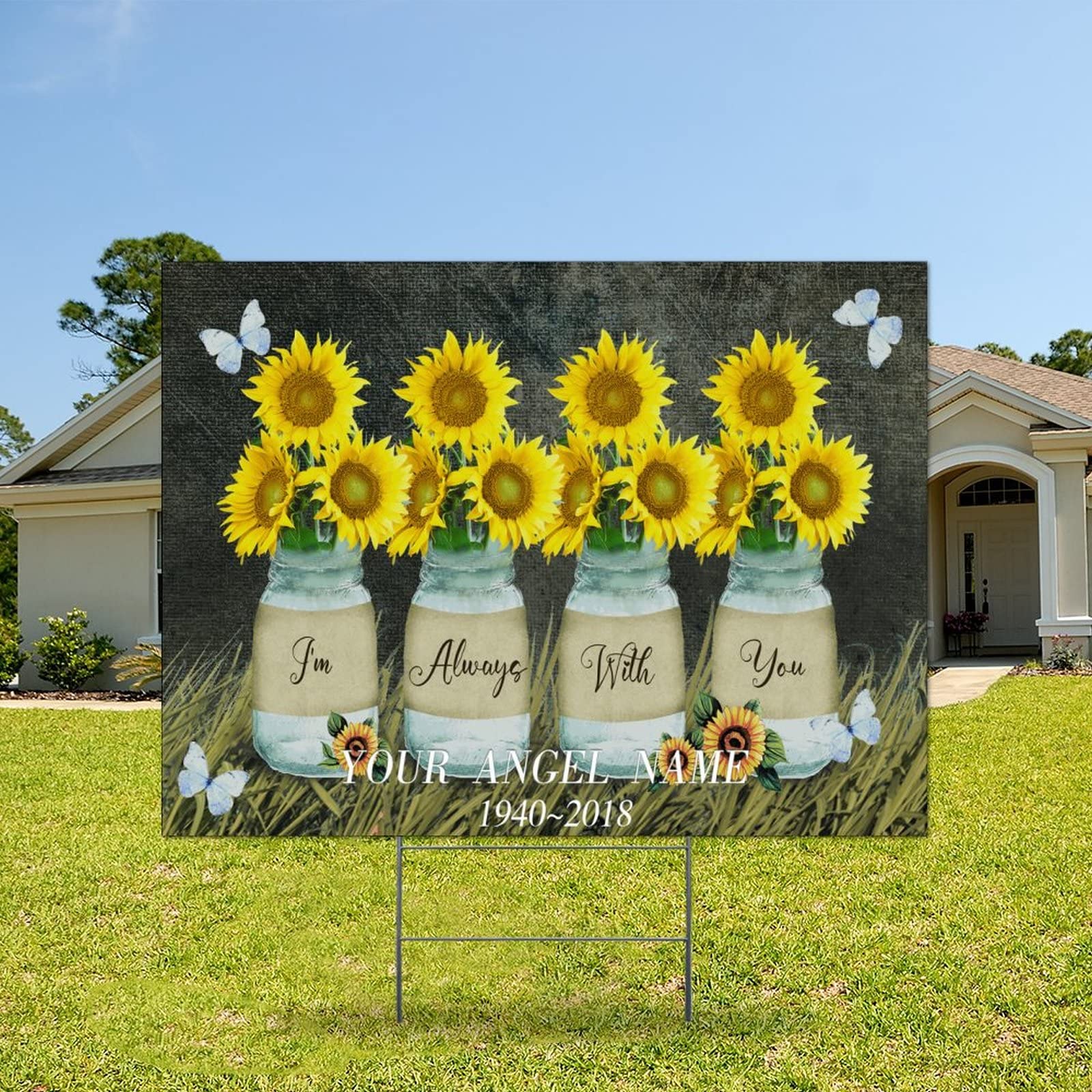 Butterfly Sunflower Yard Signs - Double-Sided Weatherproof 18x24in - Perfect for Lawn Decor & Open House Advertising