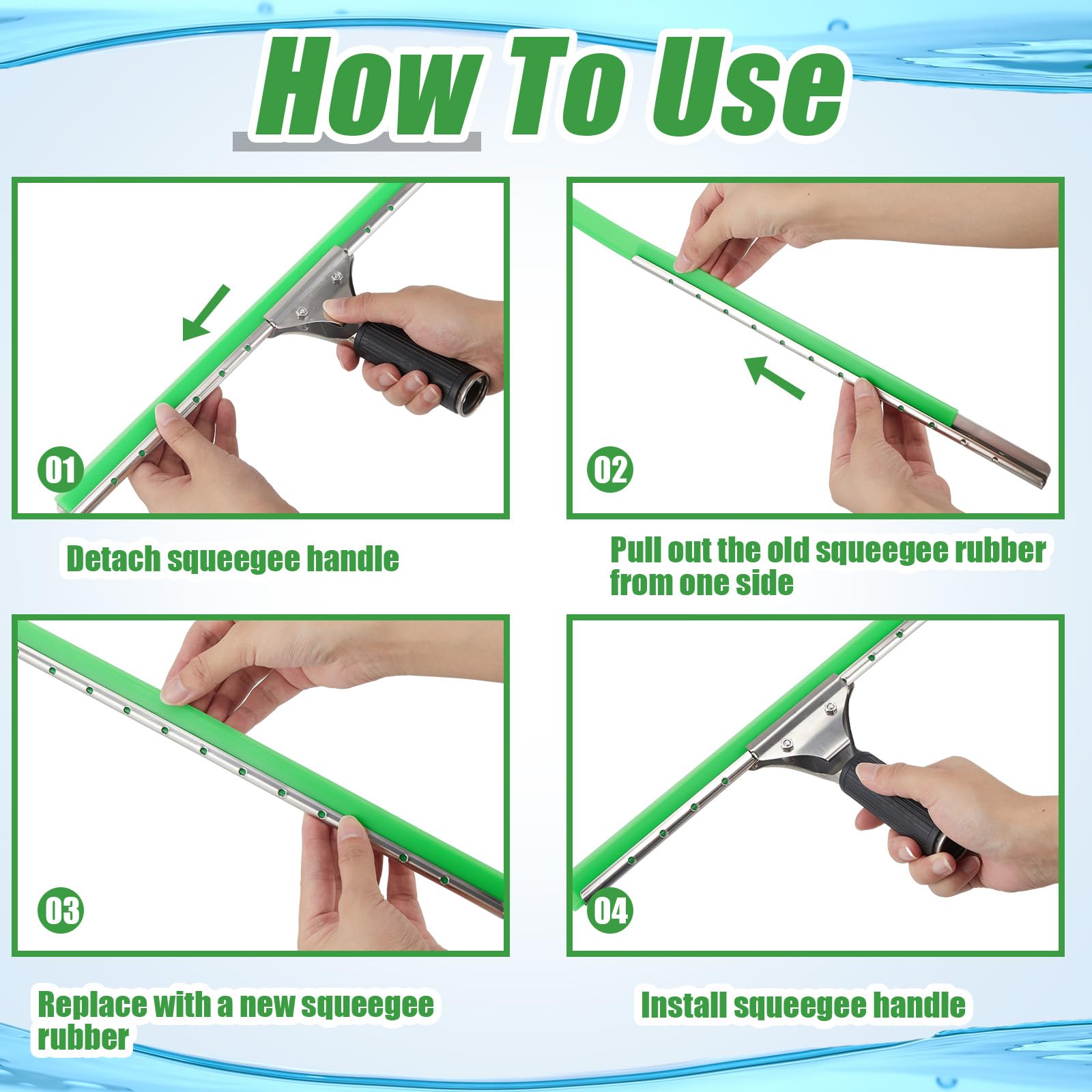 Frienda 10 Pcs 18-Inch Squeegee Rubber Replacement Blades for Windows, Glass, Shower Doors, Kitchen Cleaning, and Car Washing