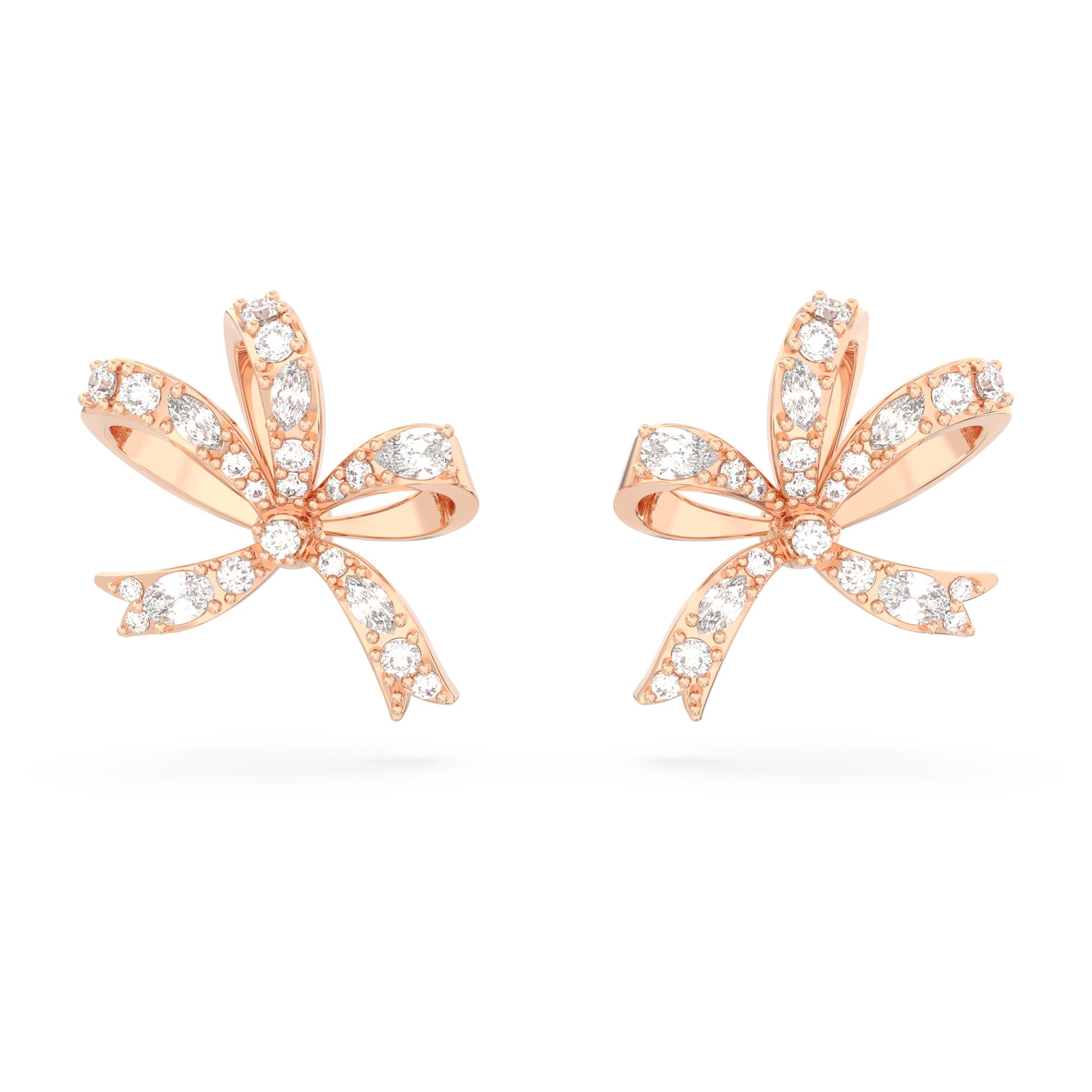 Swarovski Volta Bangle Bracelet with Bow Charm - White Crystals & Rose Gold Plated for Women | Elegant Gift for Wedding, Anniversary & Special Occasions