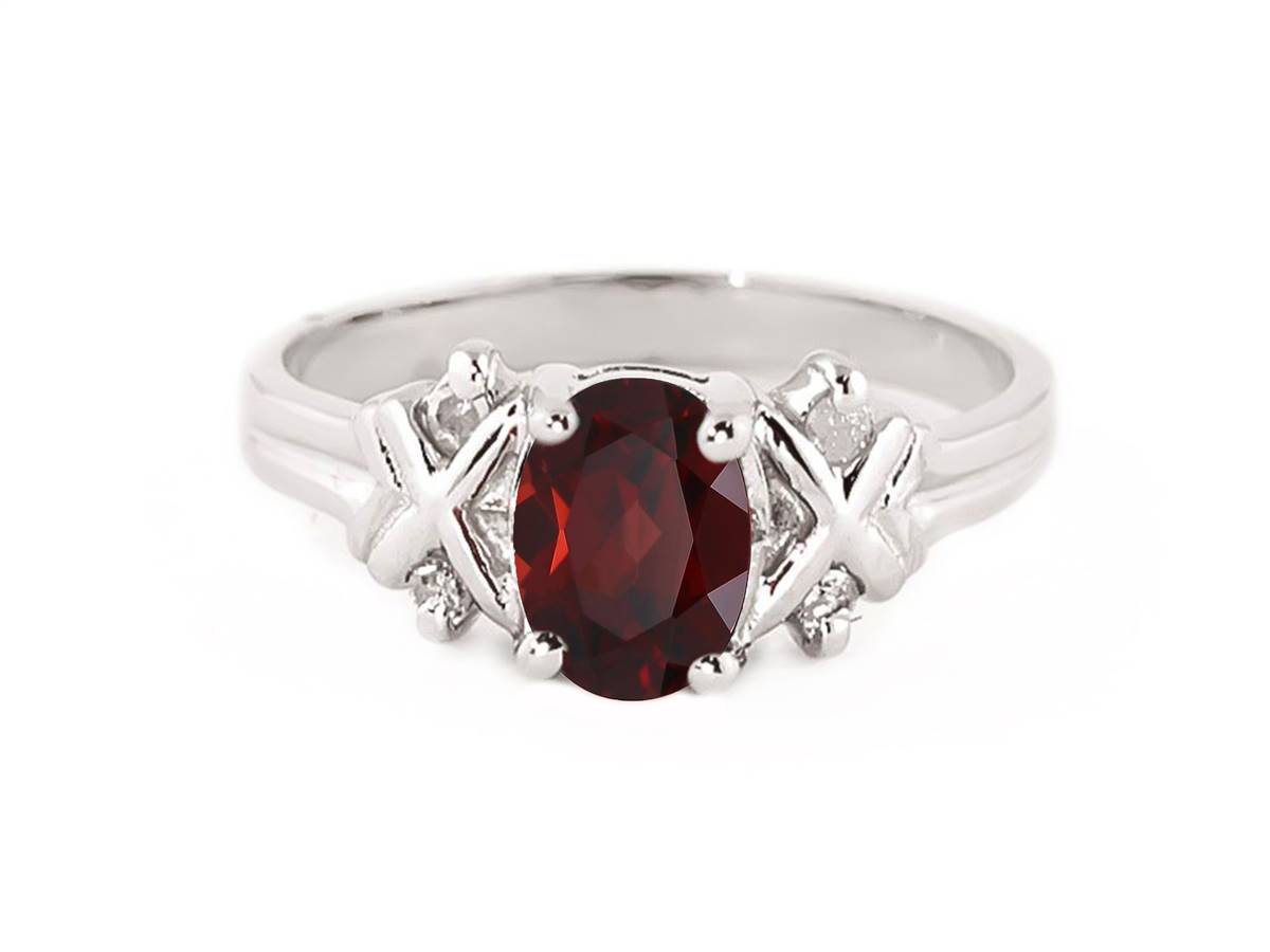 0.97 Carat 14K Solid White Gold Hello You Garnet Diamond Ring for Women - Elegant Birthstone Jewelry Gift for Anniversary, Engagement & Valentine's Day