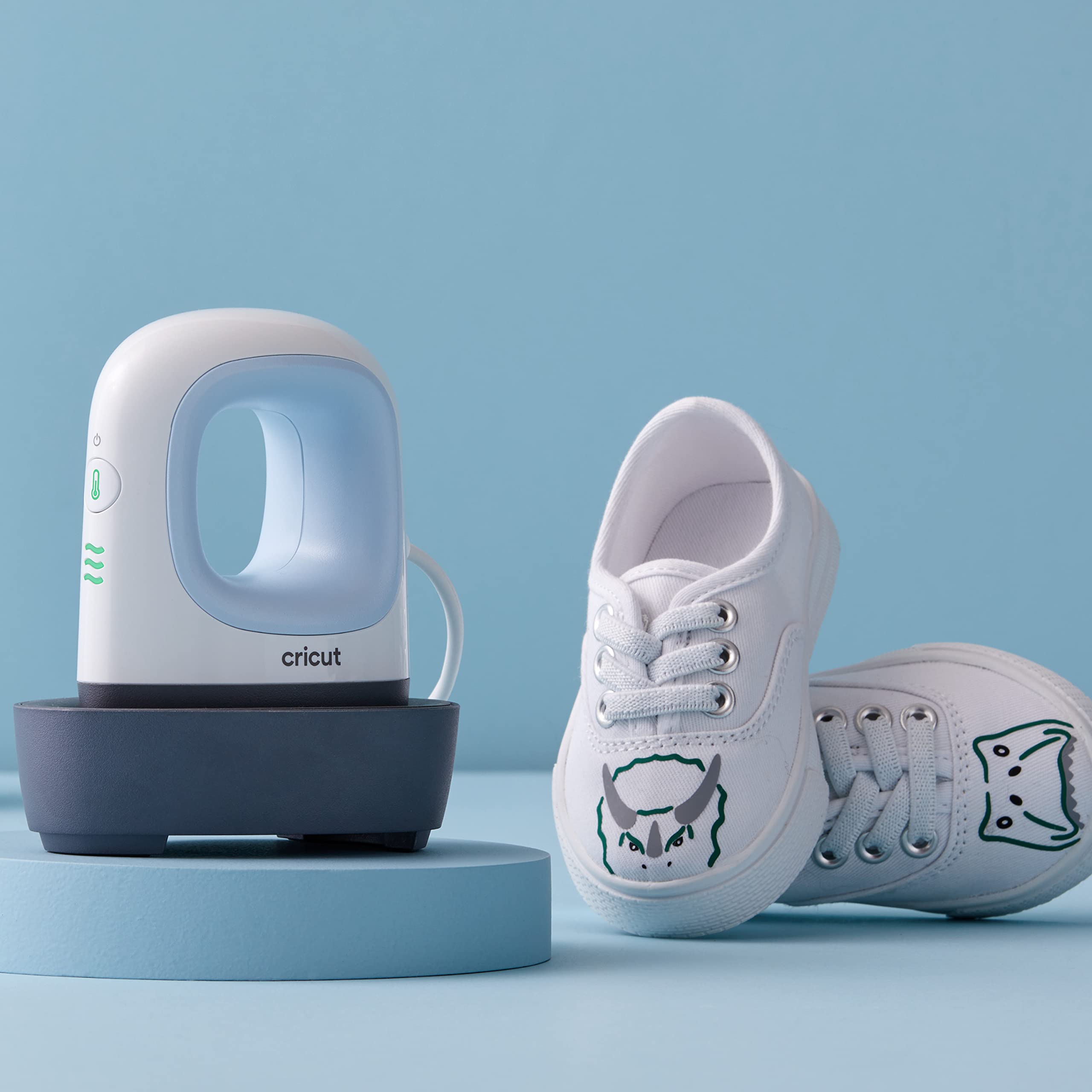 Cricut EasyPress Mini Heat Press Machine for Small Objects - 3 Heat Settings, Precision Tip, Ceramic Coated Plate for Shoes, Hats, Stuffed Animals | Compact & Lightweight Design in Zen Blue | Perfect for DIY Crafts, T-Shirt Printing & Home Projects