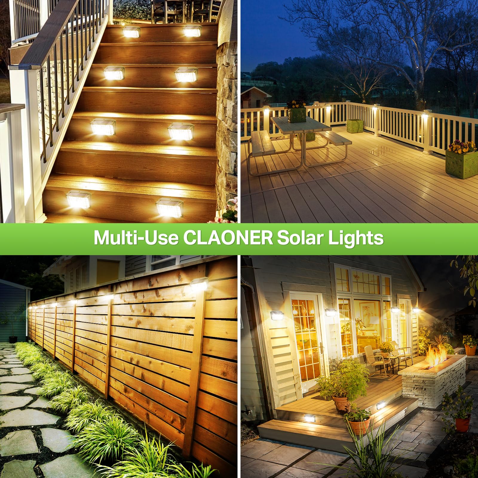 8 Pack Solar Lights Outdoor Waterproof - 176 LED Motion Sensor Solar Powered Wall Lamp for Deck, Fence, House Security | IP65 Rated Weatherproof Exterior Lighting for Garden, Pathway, Patio & Backyard