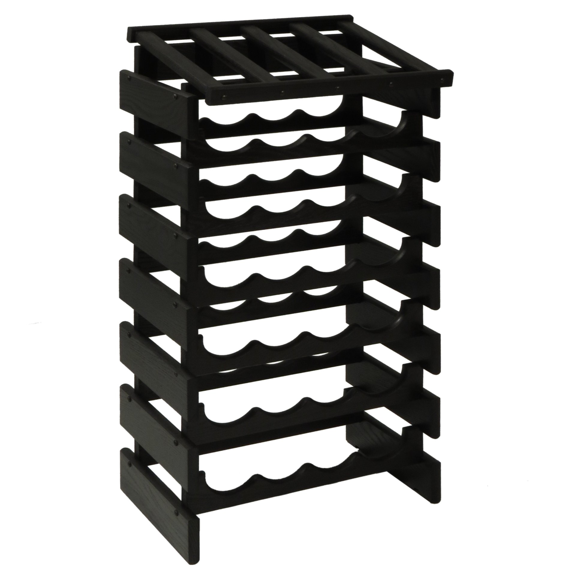 Premium Black Wooden Mallet & 28-Bottle Dakota Wine Rack with Display Top - Perfect for Home Bars, Wine Cellars, and Kitchen Countertop Organization