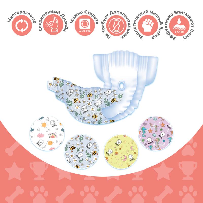 Misoko Reusable Dog Diapers for Female Dogs - Sweet Dream Washable Pet Diaper Set (3 Pack) - Perfect for Incontinence, Heat Cycles & Travel