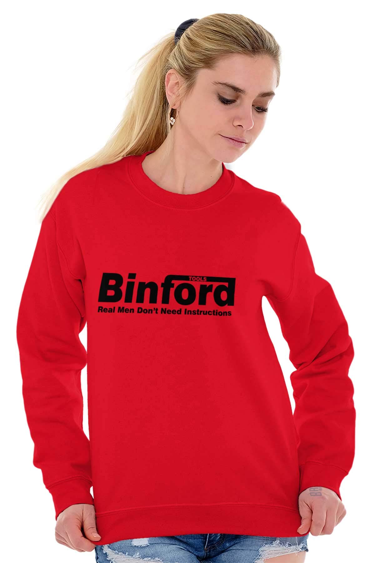 Brisco Brands Binford Tools Real Men No Instruction Sweatshirt - Unisex Pullover Hoodie for Men & Women | Perfect for DIY Projects, Construction Work & Casual Wear