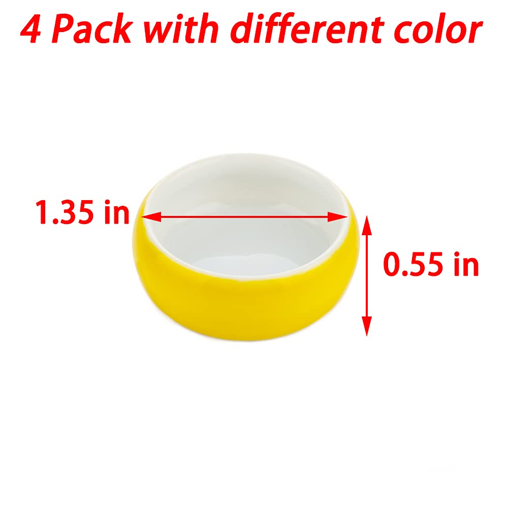 4 Pcs Colorful Ceramic Food & Water Bowls for Hermit Crabs, Tarantulas, and Spiders - Small Pet Feeding Dishes for Reptile & Insect Habitat Use