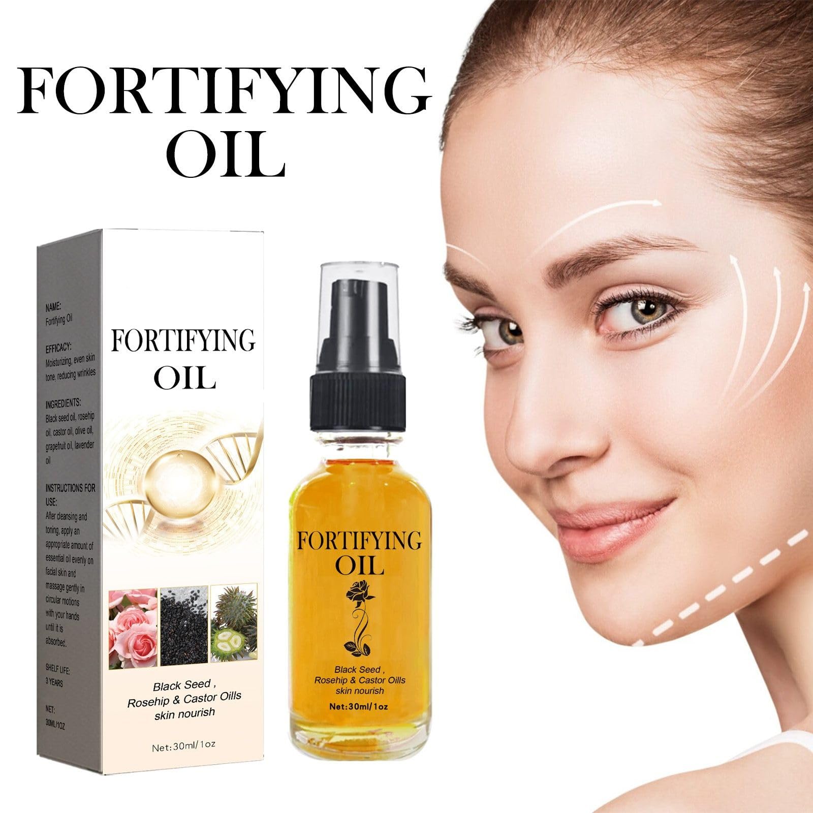 3Pcs Organic Rosehip Oil, Castor Oil & Black Seed Oil Facial Serum - Natural Face Moisturizer for Dry Skin, Anti-Aging & Glowing Skin Care - Perfect for Night Routine & Daily Hydration
