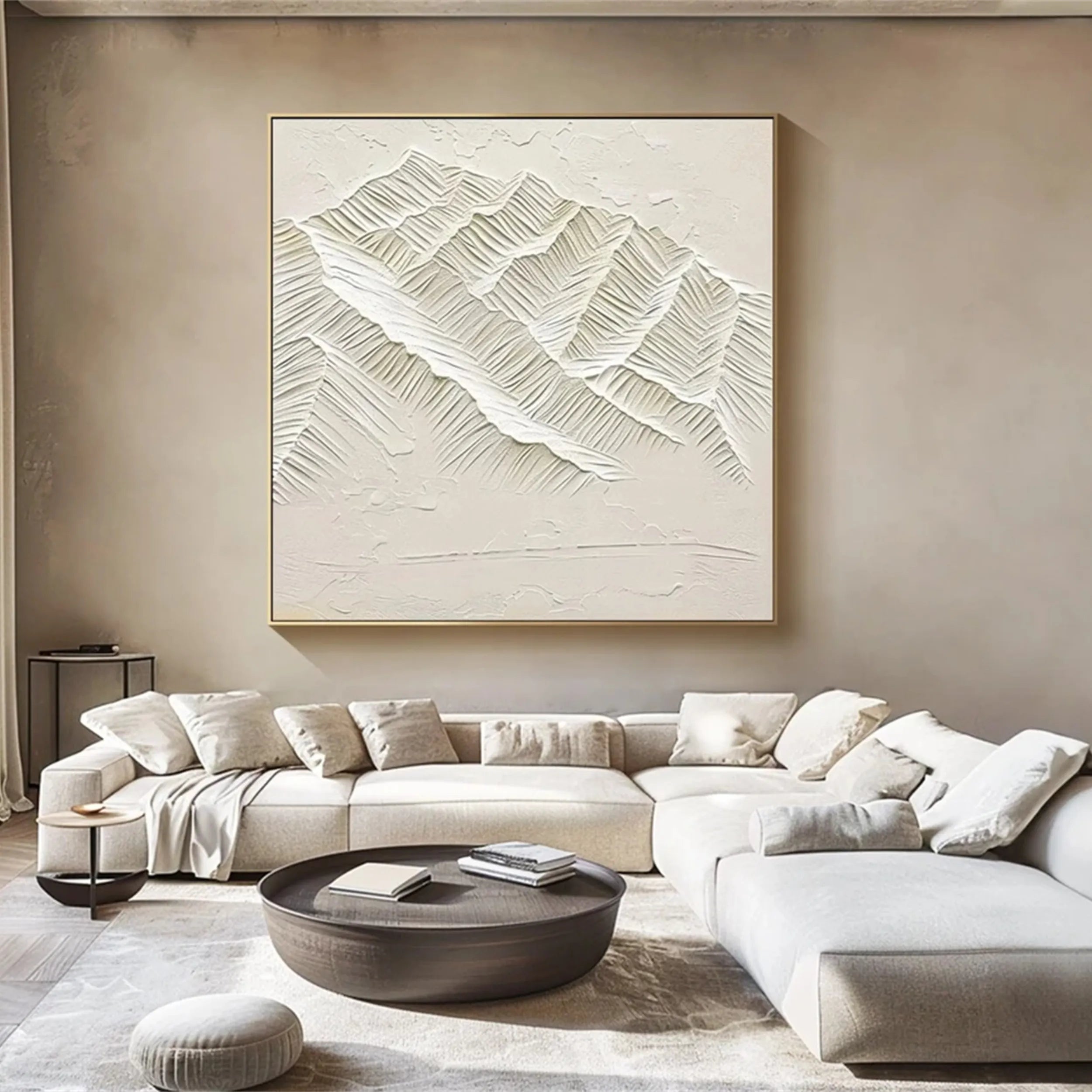 Minimalist Beige Textured Wall Art - Modern Abstract Canvas Painting for Living Room, Bedroom & Office Decor #MM262