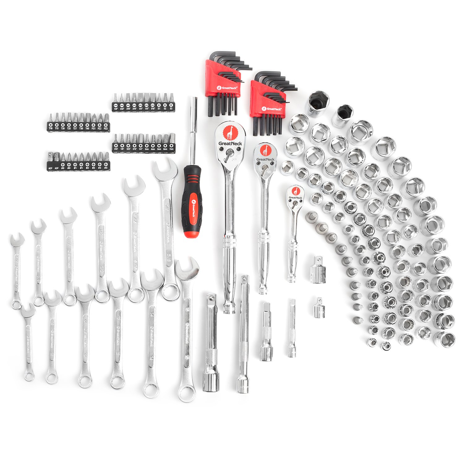 Great Neck GN175 175-Piece Mechanic's Tool Set - SAE & Metric Auto Repair Tools with Durable Toolbox | Perfect for DIY Car Maintenance & Home Garage Projects