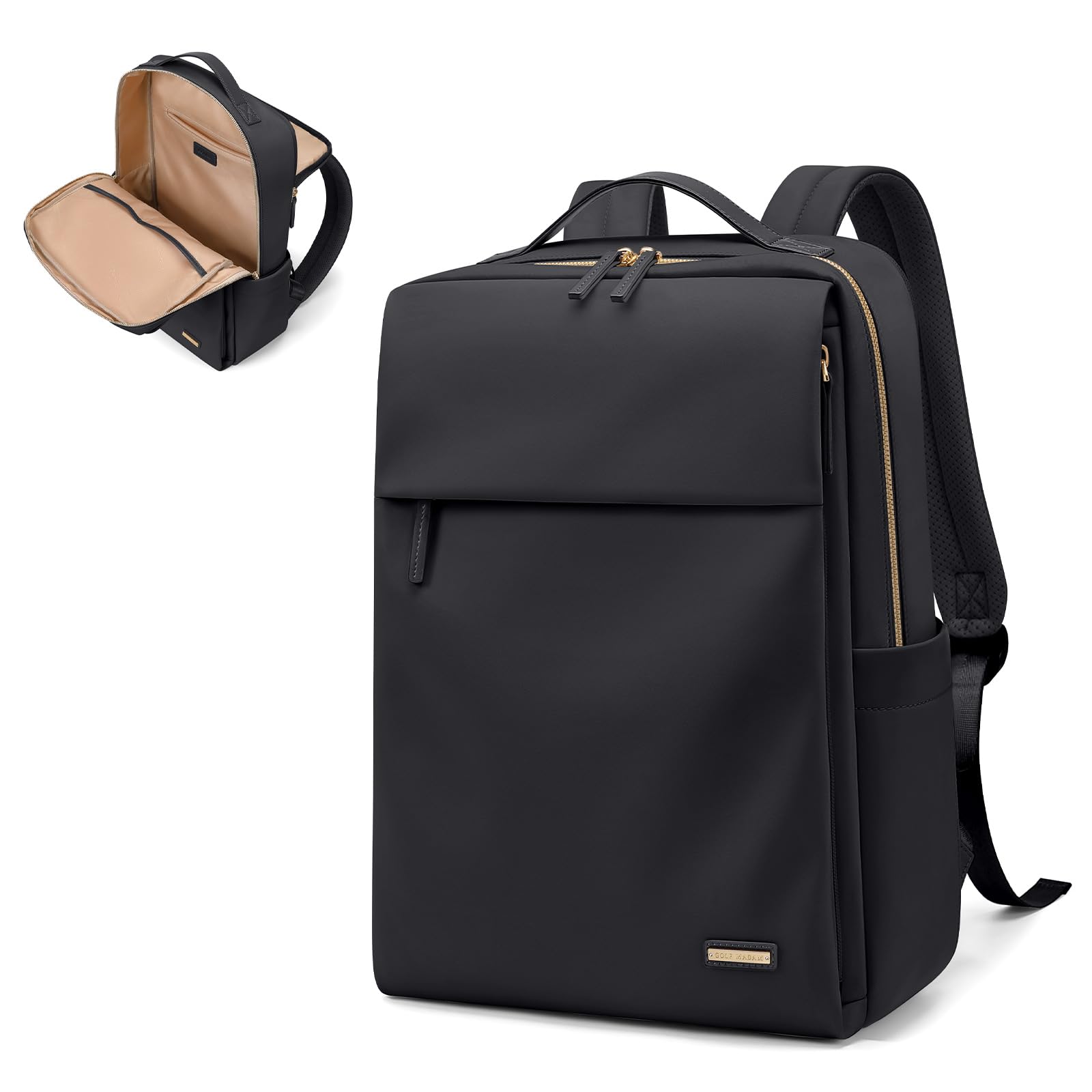 GOLF SUPAGS Women's Travel Laptop Backpack - Airline Approved 15.6 Inch Business Backpack for Work, College, Commuting | Water-Resistant Casual Daypack for Teachers, Nurses & Professionals | Perfect for Business Trips, Campus Life & Daily Commute (Black)