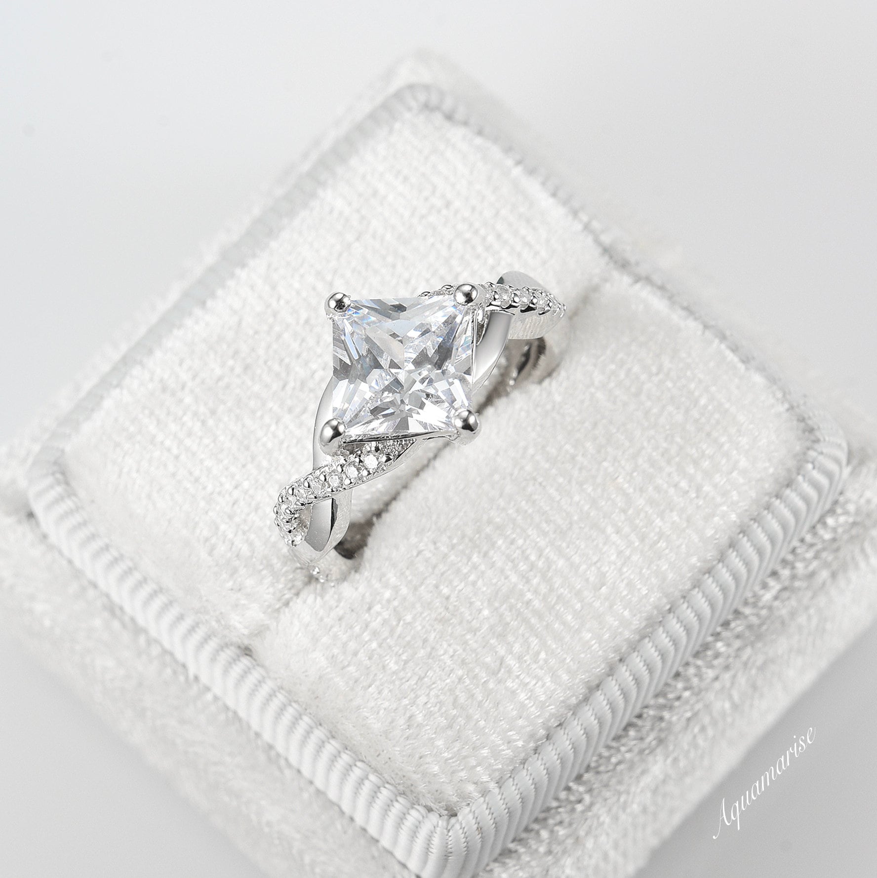 Sophia White Sapphire Ring - Sterling Silver Engagement Ring for Women, Elegant Wedding Band, Promise Ring - Perfect for Proposals, Anniversaries & Special Occasions