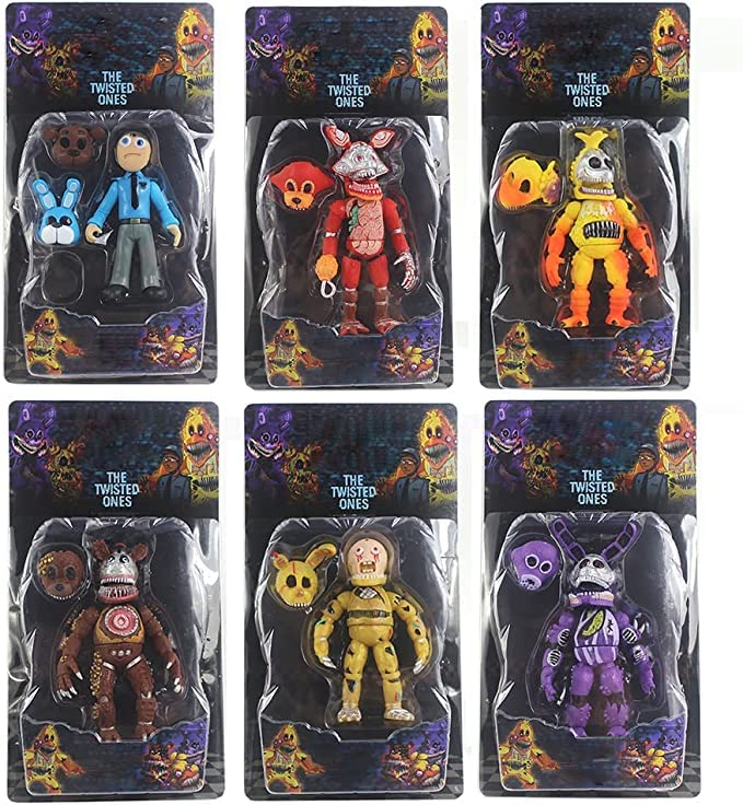 Anime Five Nights at Freddy's Pizzeria Simulator 6.5-inch Action Figure Set - Nightmare Foxy, Freddy, Bonnie, Fazbear & Chica (6PCs) Collectible Toys for FNAF Fans - Perfect for Display, Gaming Decor & Gift Giving