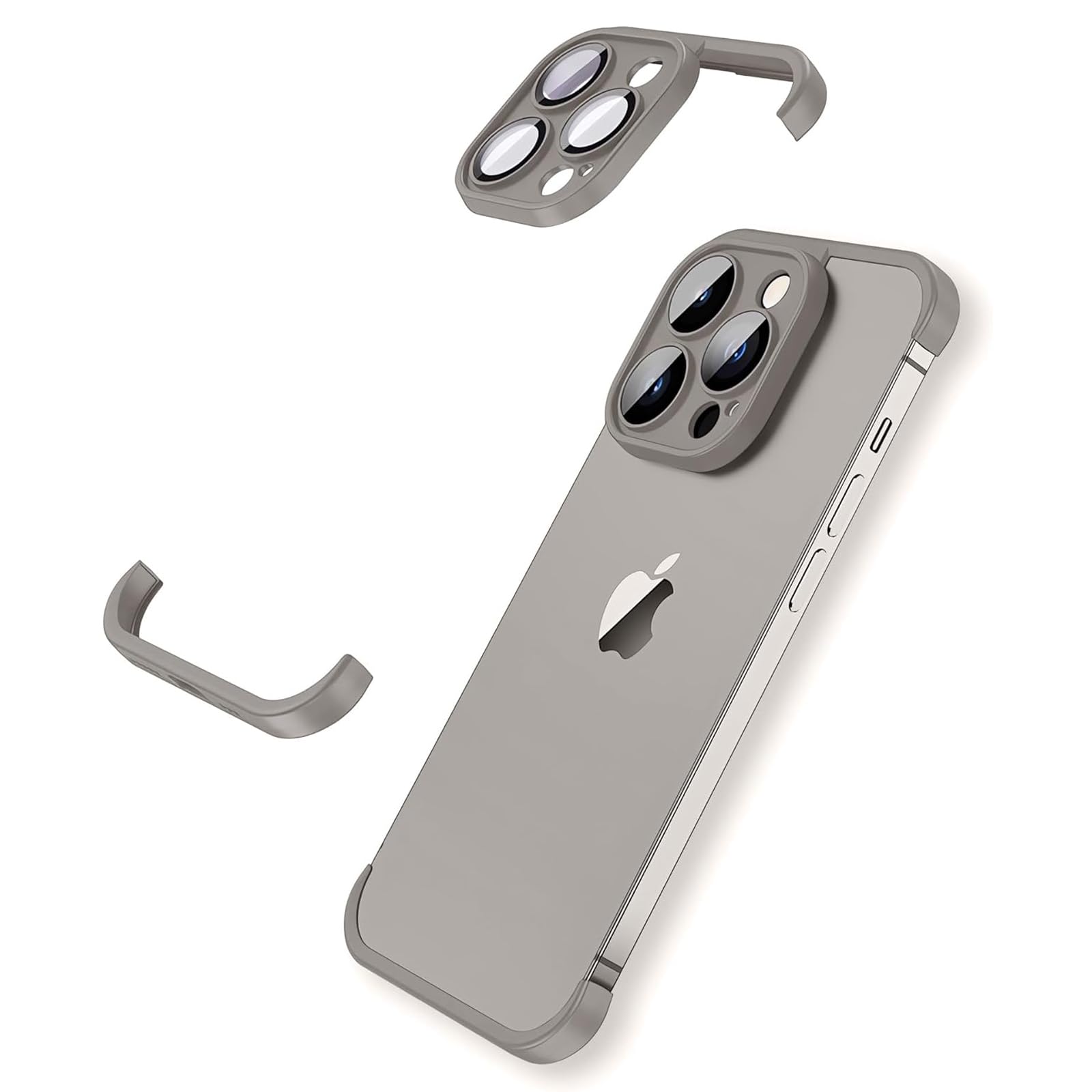 Slim Frameless Bumper Case for iPhone 16 Pro Max with Camera Lens Protector | MagSafe Compatible TPU Case | Titanium Gray | Minimalist Design | Perfect for Daily Use, Work & Travel Protection