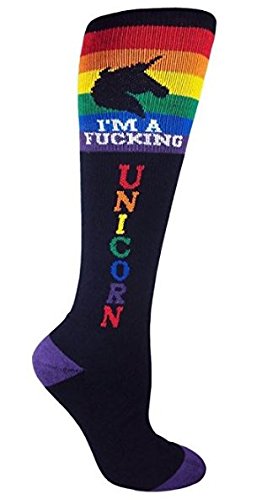 3-Pack Unicorn Knee-High Socks for Women - Black & Rainbow Workout Socks for Running, Yoga, and Gym - Fun Athletic Socks for Fitness Enthusiasts