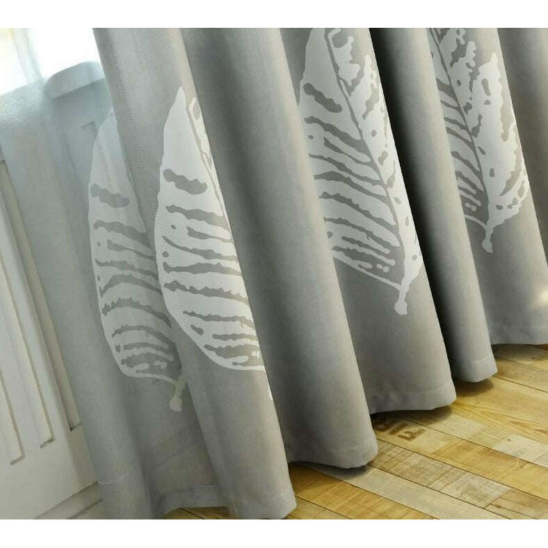 Jason Modern Gray Leaf Print Curtains - Blackout Window Drapes for Living Room & Bedroom - Thermal Insulated Room Darkening Panels with Grommets (52x84 Inch)