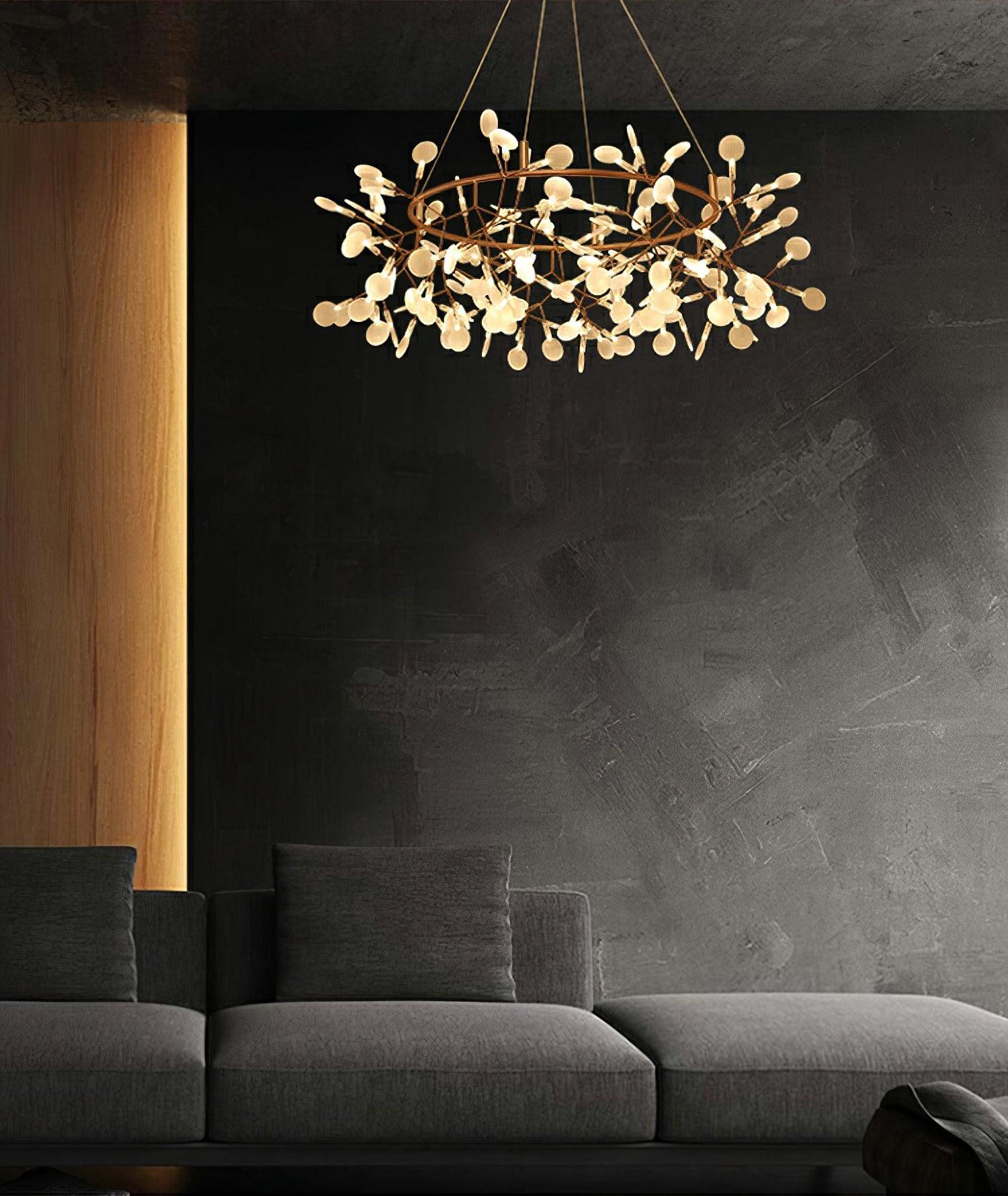 Big O Firefly LED Chandelier - Modern Crystal Ceiling Light Fixture for Dining Room, Living Room & Bedroom | Energy-Efficient Dimmable Lighting for Home Decor