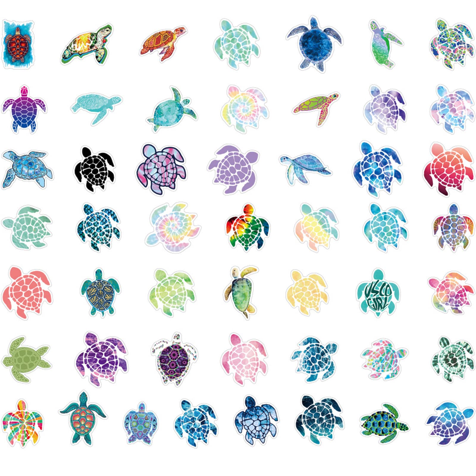 100pcs Waterproof Sea Turtle Stickers - Cute Colorful Vinyl Decals for Water Bottles, Laptop, Phone, Scrapbook, Car, Luggage, Guitar & Skateboard - Perfect for Summer Beach Theme, Ocean Lovers & DIY Crafts