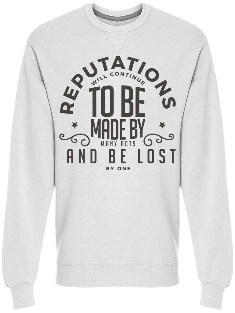 Reputation Quote Sweatshirt for Men - Comfortable Cotton Pullover Hoodie - Perfect for Casual Wear, Gym & Street Style