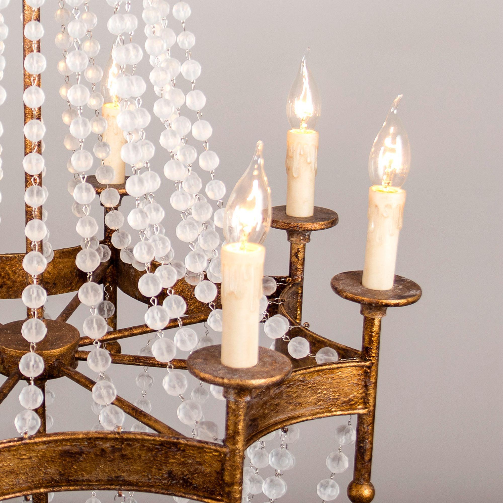 Chappell 8-Light Rustic Gold Candle Style Empire Chandelier - Elegant Farmhouse Lighting for Dining Room, Living Room & Bedroom