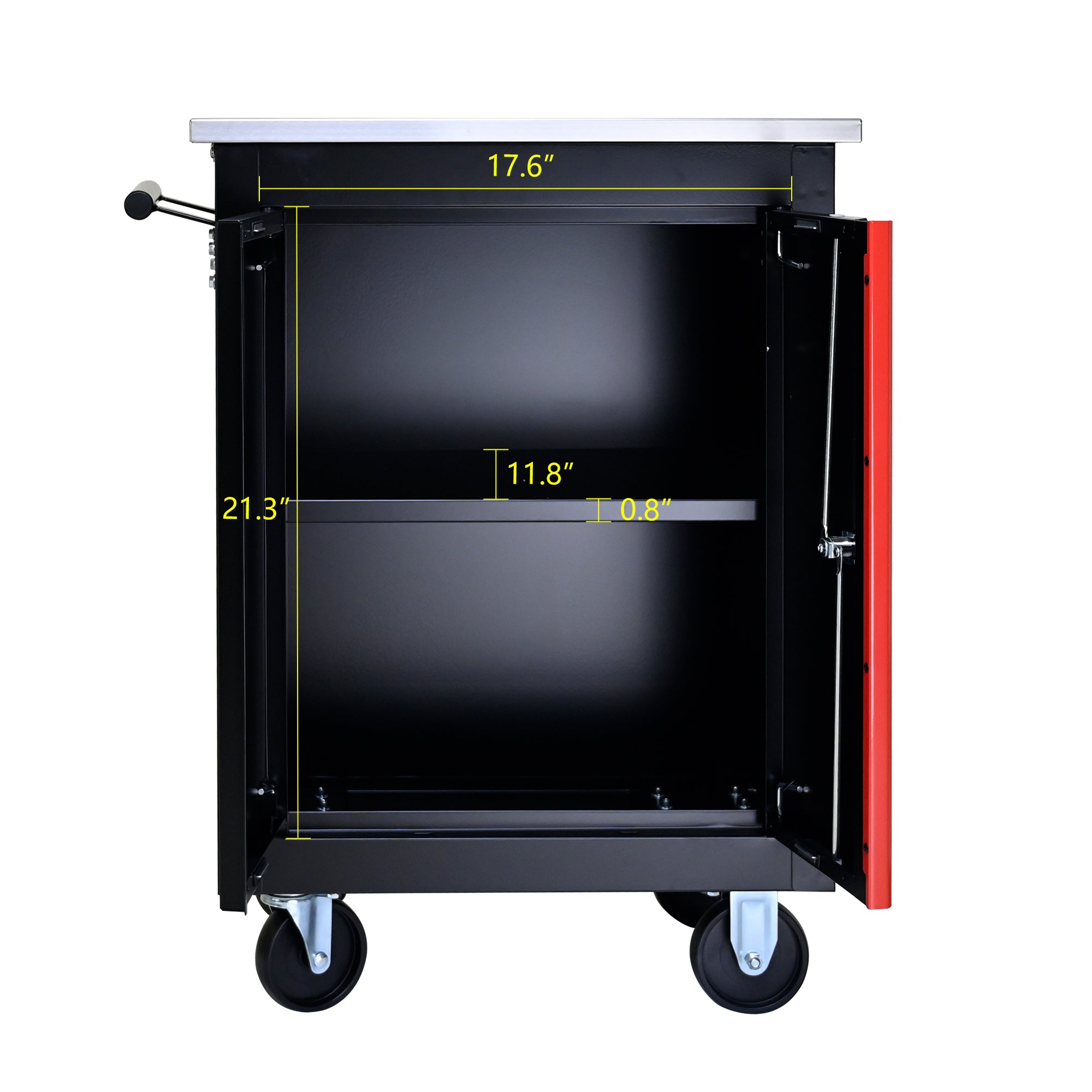 Double Door Clapboard Multi-Function Tool Cart - Black & Red | Heavy Duty Rolling Utility Cart for Workshop, Garage & Home Organization