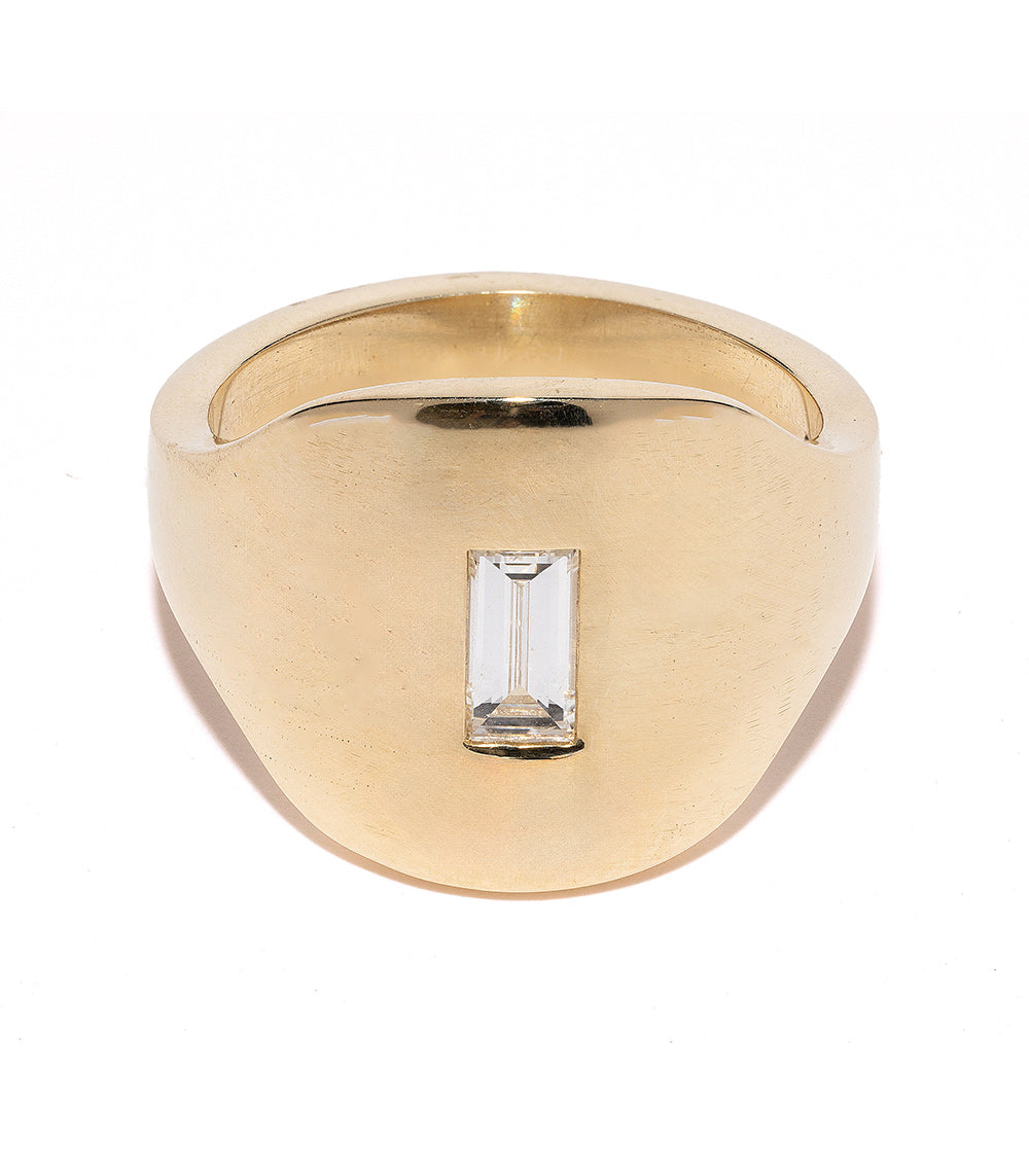 Modern Signet Ring with Baguette Diamond - Elegant Statement Jewelry for Women - Perfect for Weddings, Parties & Special Occasions