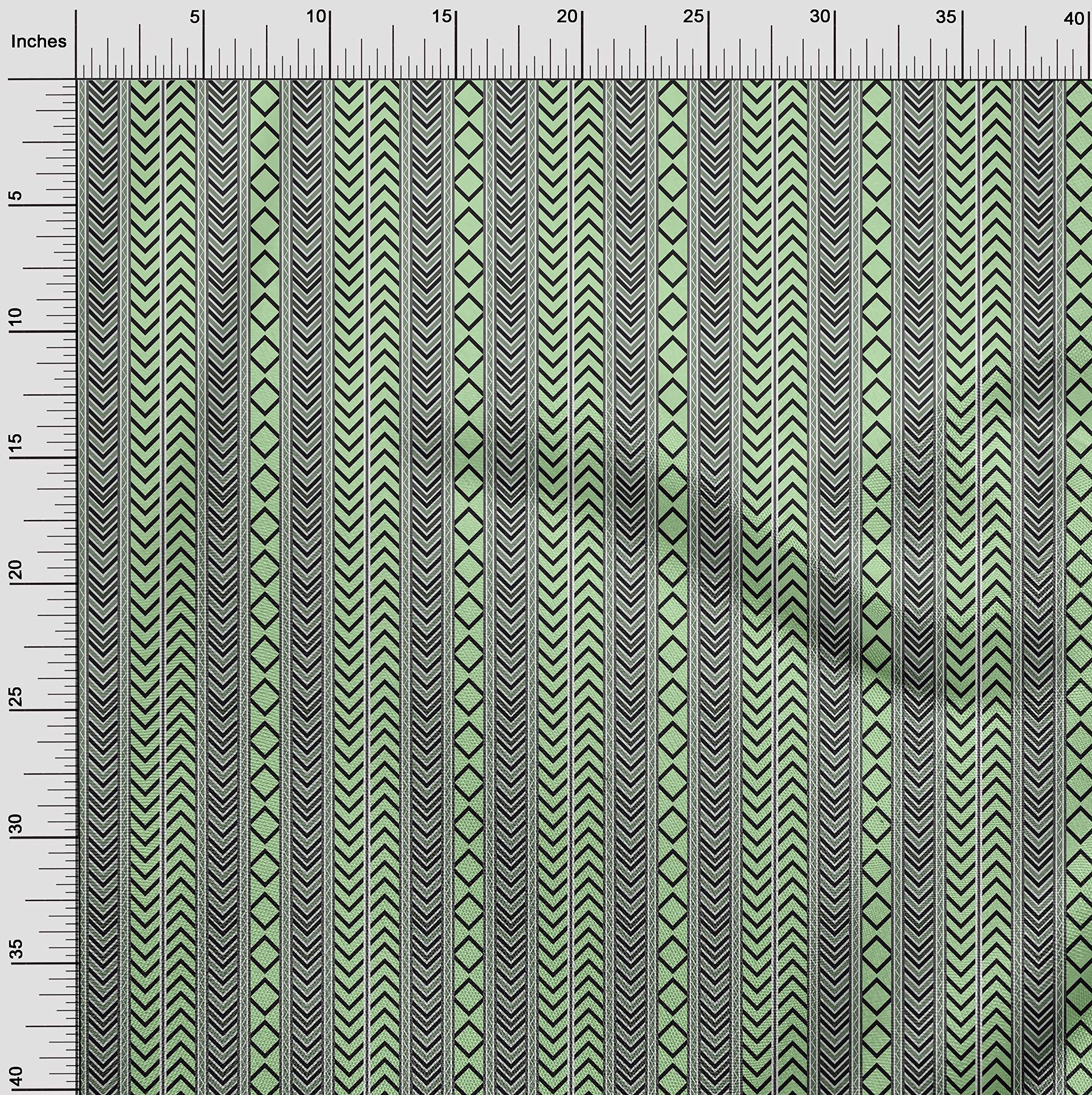 oneOone Cotton Jersey Mint Green Geometric Print Fabric by The Yard - 58 Inch Wide DIY Sewing Material for Clothing, Quilting & Home Decor Projects