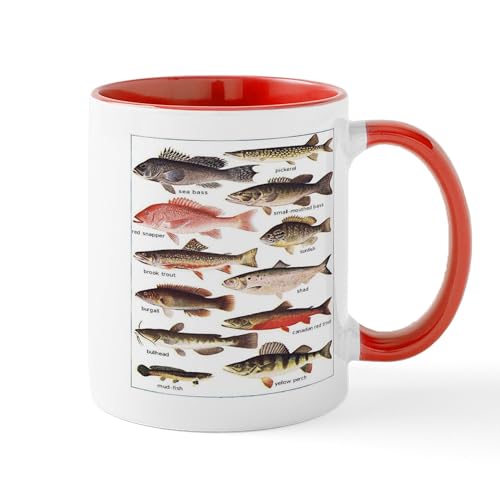 White/Red Inside - Fish Mugs