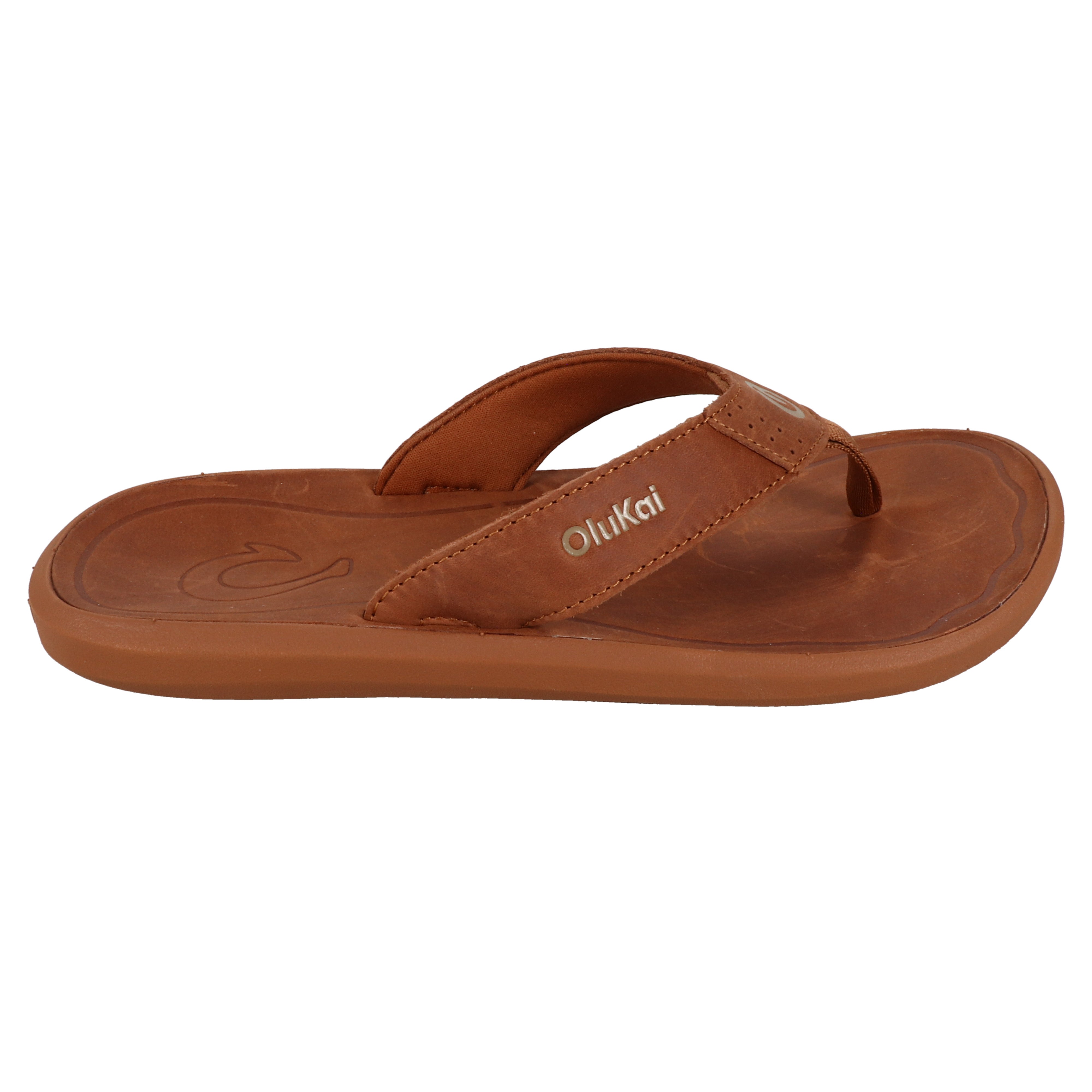 Olukai Pili Brown Men's Sandals - Comfortable & Durable Leather Flip Flops for Beach, Travel & Casual Wear
