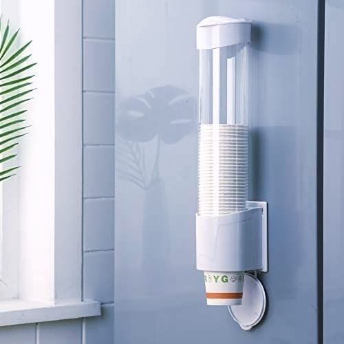 INTERIA Plastic Paper Cup Dispenser Holder - Wall Mountable Black Organizer for Drinking Water Cups | Disposable Cup Storage Solution for Office, Kitchen, or Restaurant Use