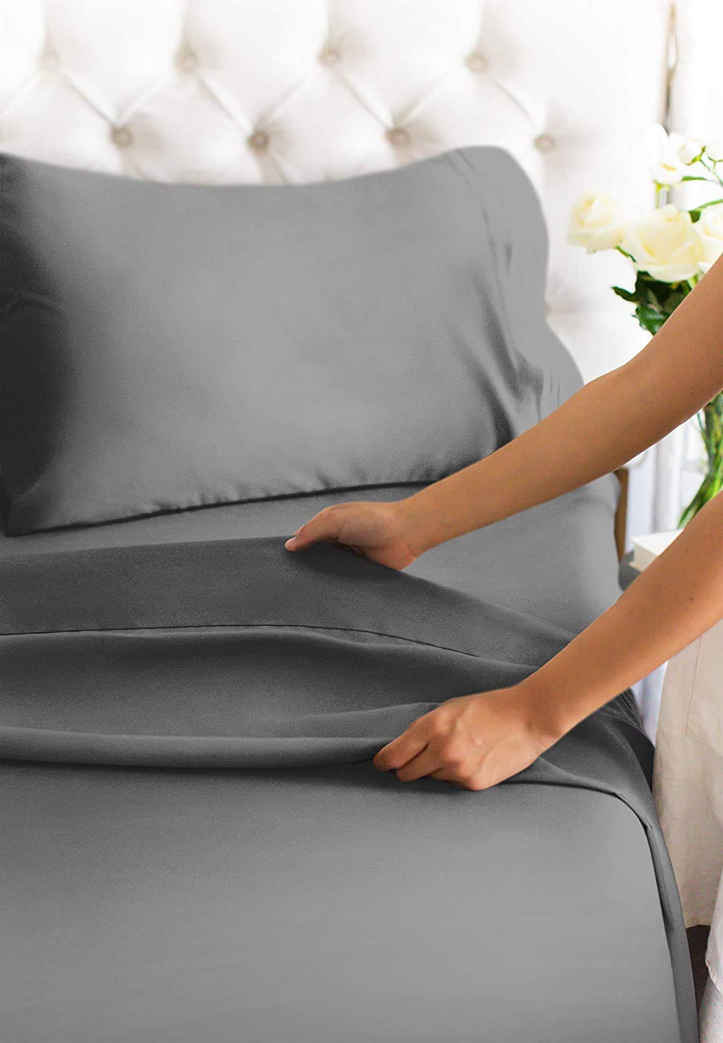 5-Piece 100% Cotton Bed Sheet Set - 800 Thread Count Split Queen Sheets for Adjustable Beds, Fits Mattress Up to 14