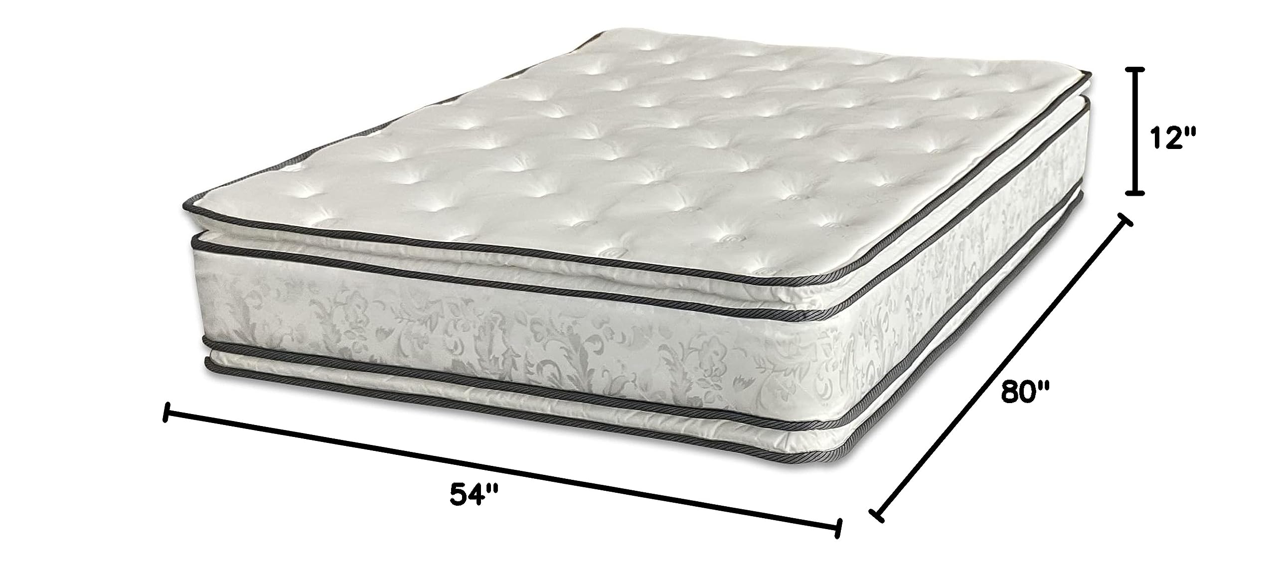 12-Inch Medium Plush Double-Sided Pillowtop Innerspring Mattress - Full XL Size for Bedroom & Guest Room - Mattress Solution with Motion Isolation & Edge Support