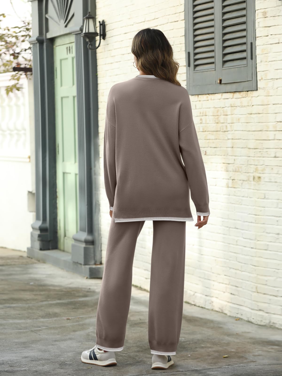 LILLUSORY Women's 2-Piece Knit Lounge Set - Soft Matching Sweater & Pants Comfy Outfit for Home, Yoga & Casual Wear