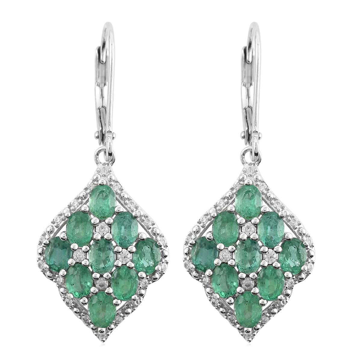 925 Sterling Silver Drop Dangle Earrings for Women - AAA Emerald White Zircon Rhodium Plated Elegant Jewelry | Perfect for Parties, Weddings & Special Occasions