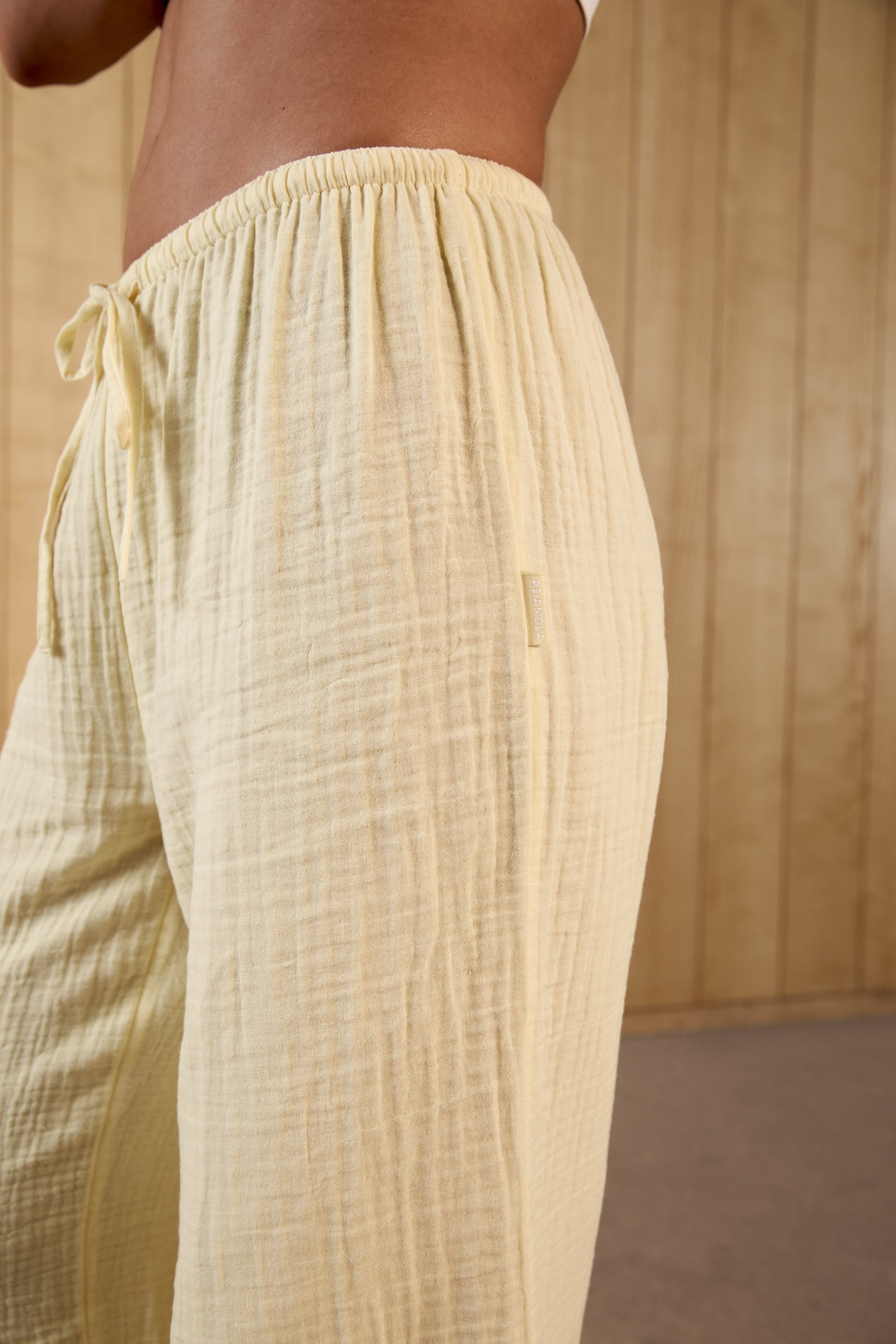 Soft Cotton Drawstring Pants for Women - Comfortable Lounge & Sleepwear - Butter Yellow Color - Perfect for Yoga, Home Relaxation & Travel