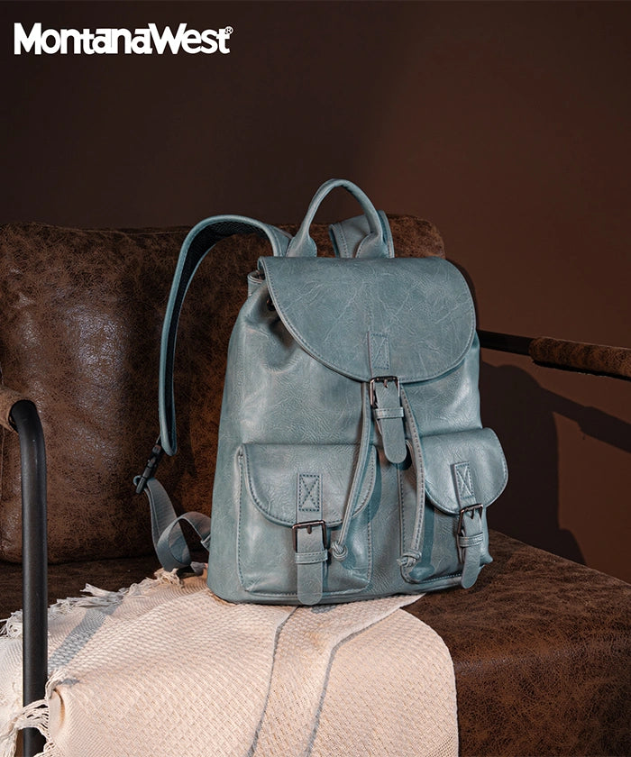 Montana West Buckle Backpack for Women - Stylish Leather Backpack Purse with Adjustable Straps - Perfect for Work, Travel & Everyday Use