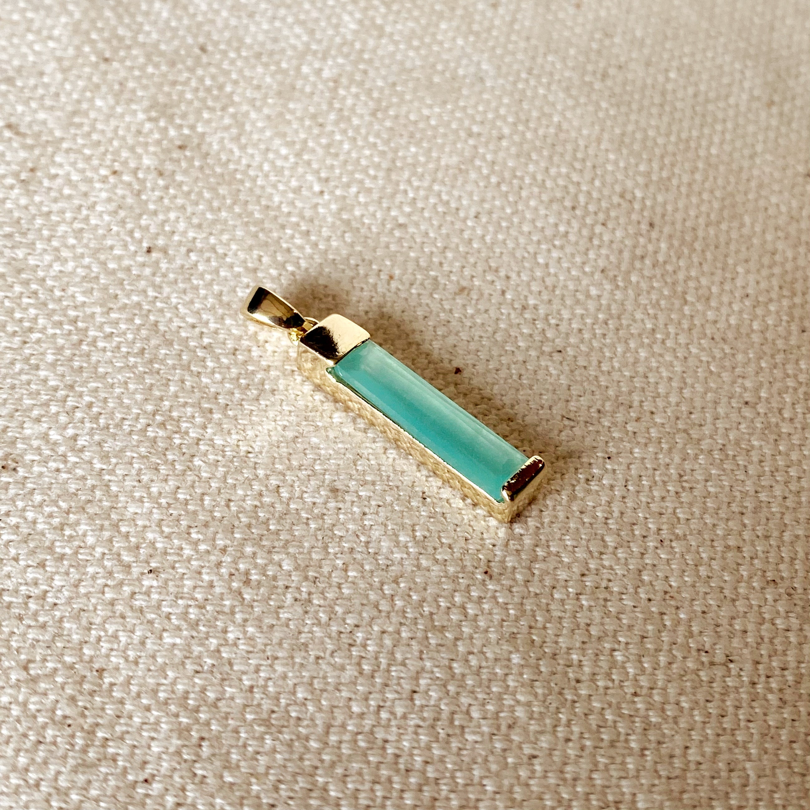 18K Gold Filled Long Mint Crystal Baguette Charm Pendant Necklace - Elegant Dainty Jewelry for Women, Gift for Her, Perfect for Weddings, Parties & Everyday Wear